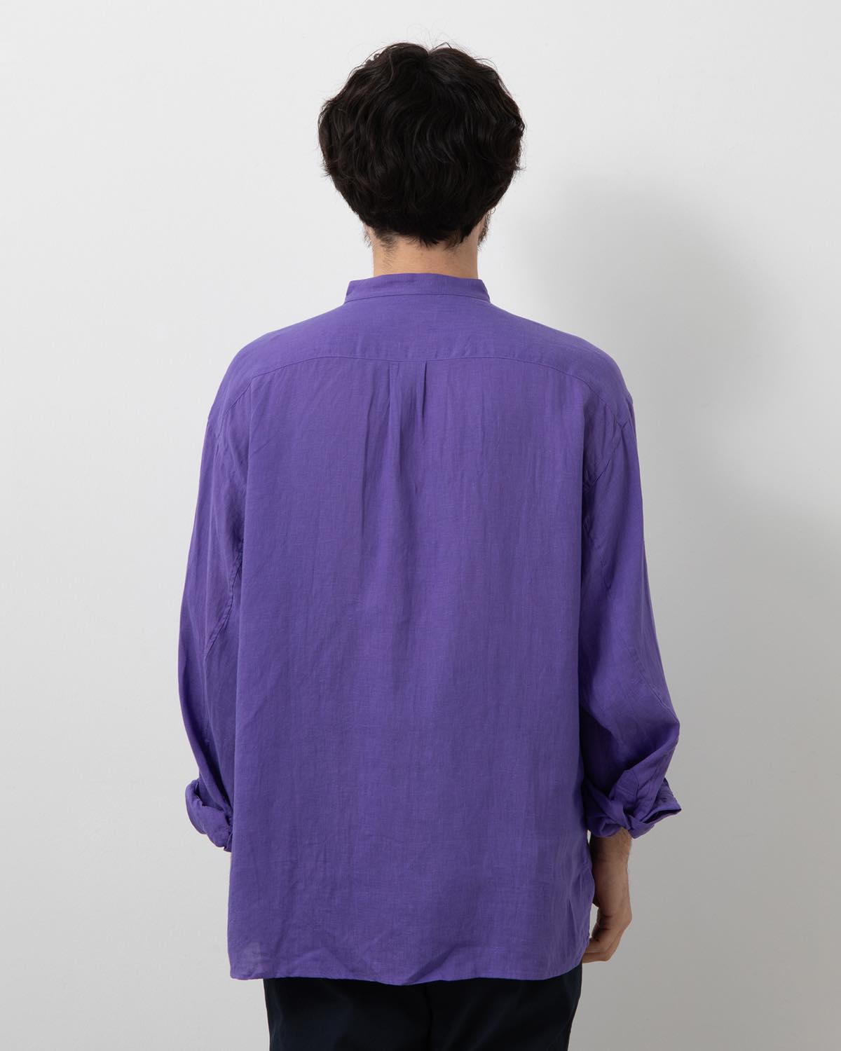 OFFICER STAND COLLAR L/S SHIRT LINEN CANVAS