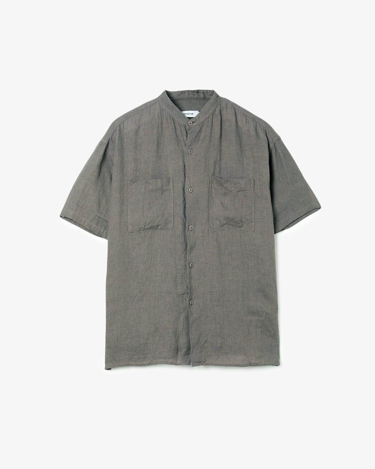OFFICER STAND COLLAR S/S SHIRT LINEN CANVAS