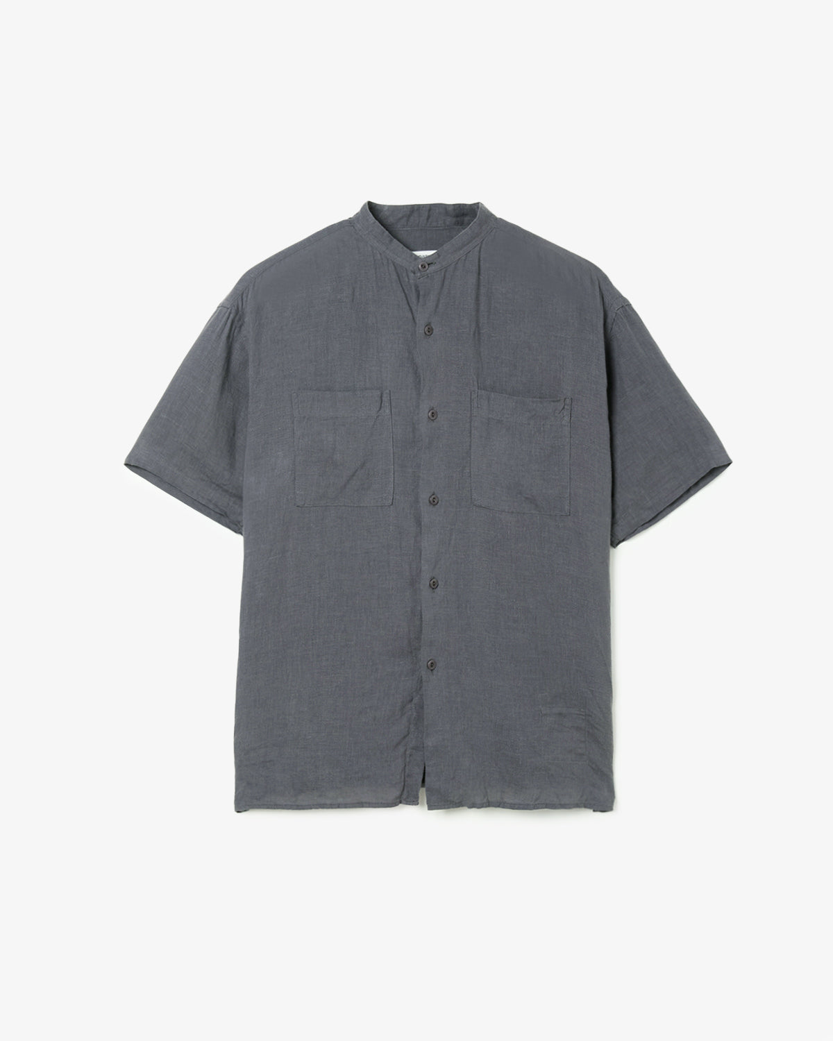 OFFICER STAND COLLAR S/S SHIRT LINEN CANVAS