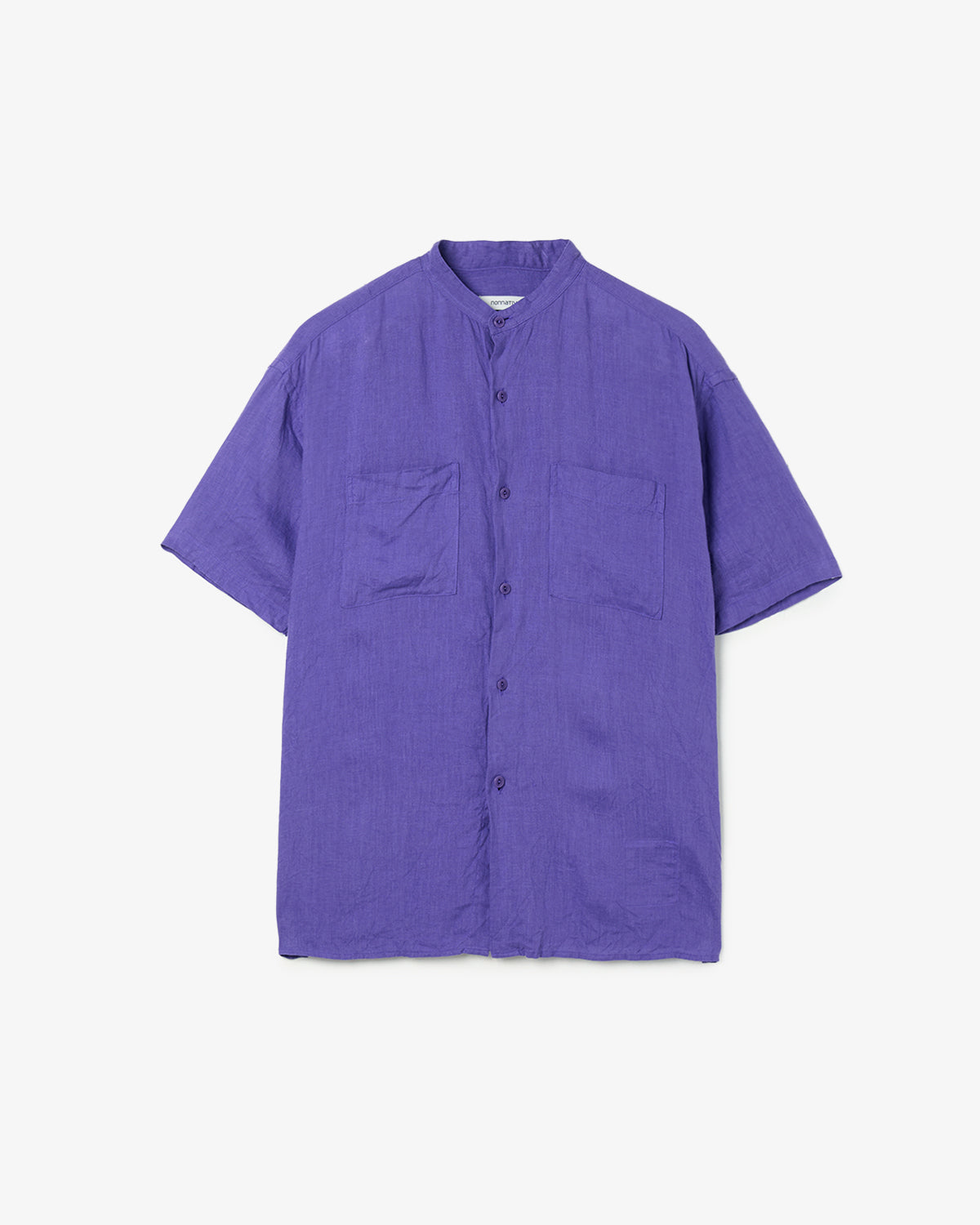 OFFICER STAND COLLAR S/S SHIRT LINEN CANVAS