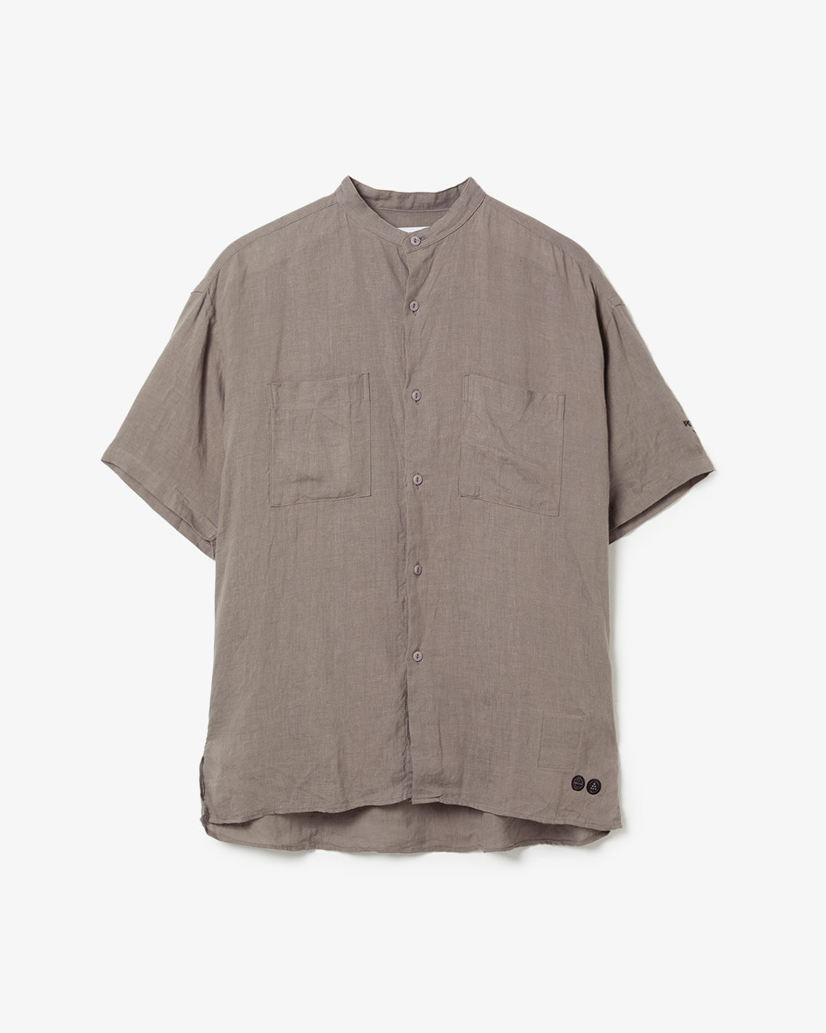 OFFICER STAND COLLAR S/S SHIRT LINEN CANVAS