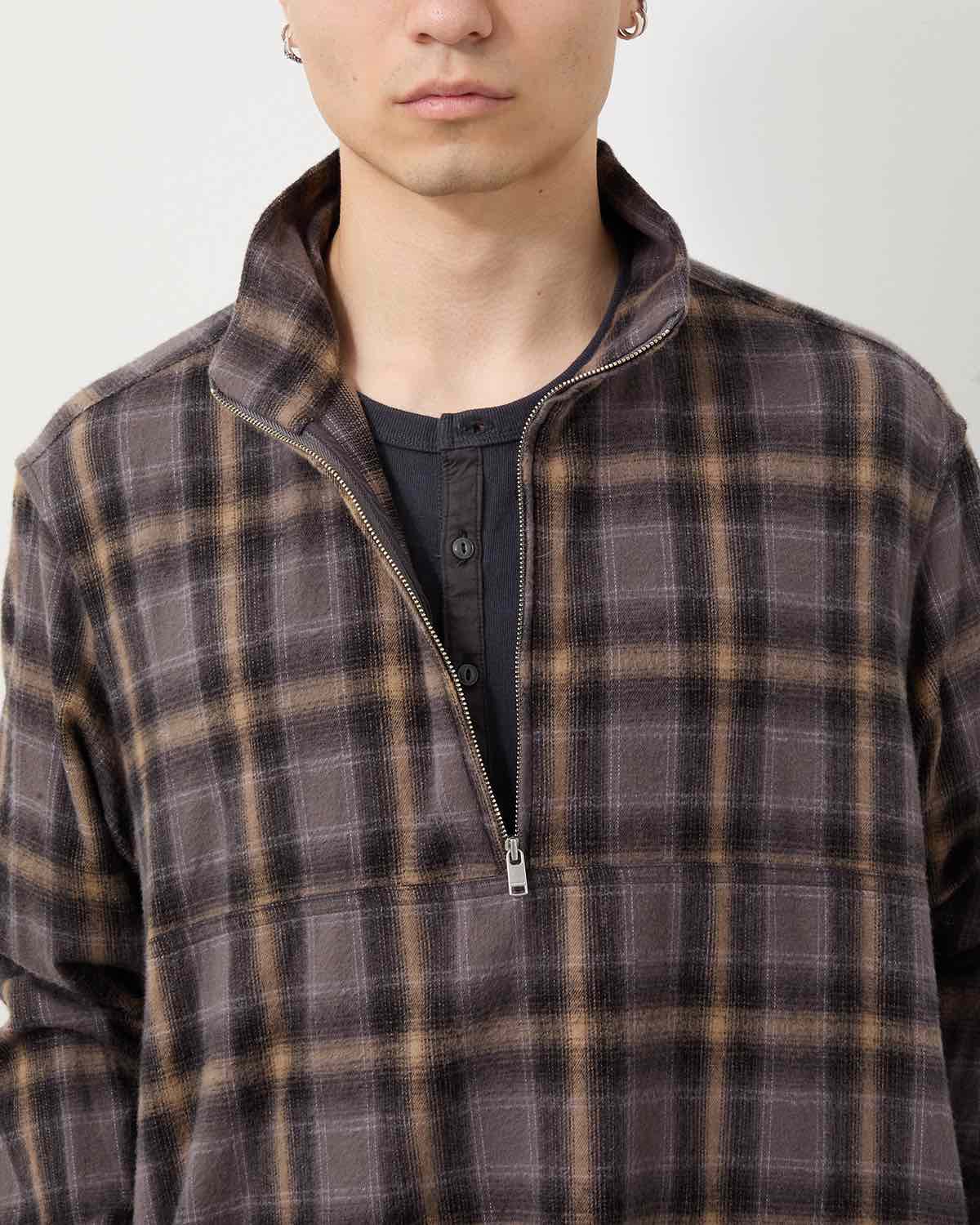 MARINER PULLOVER SHIRT JACKET COTTON FLANNEL OMBRE CHECK