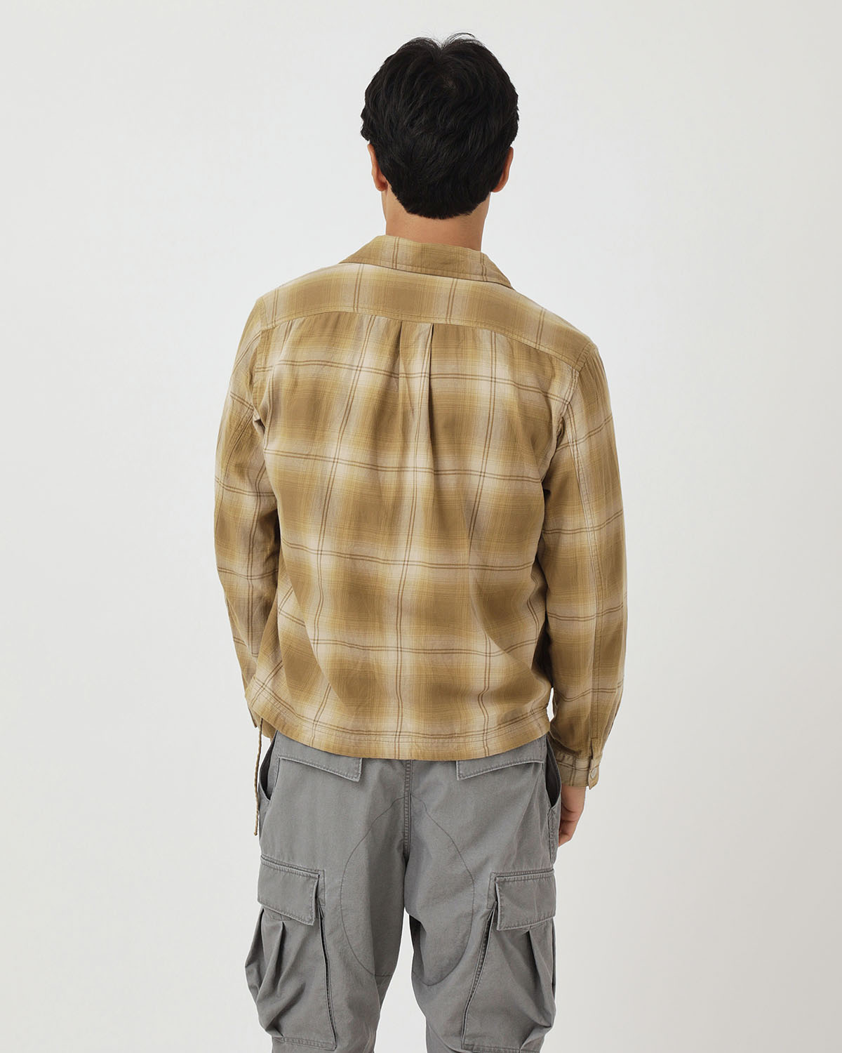 TROOPER SHIRT JACKET COTTON TWILL OMBRE CHECK by Rafu