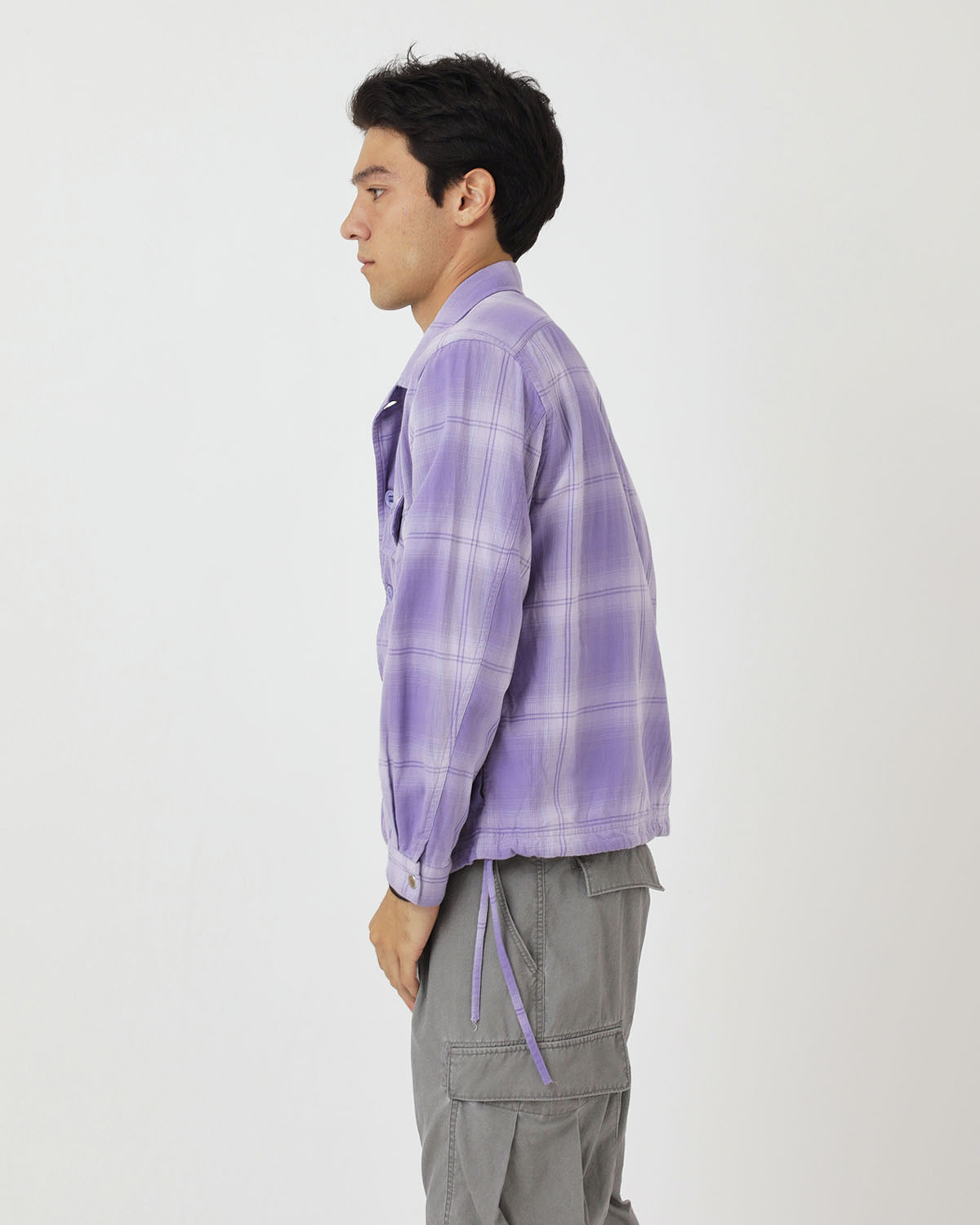 TROOPER SHIRT JACKET COTTON TWILL OMBRE CHECK by Rafu