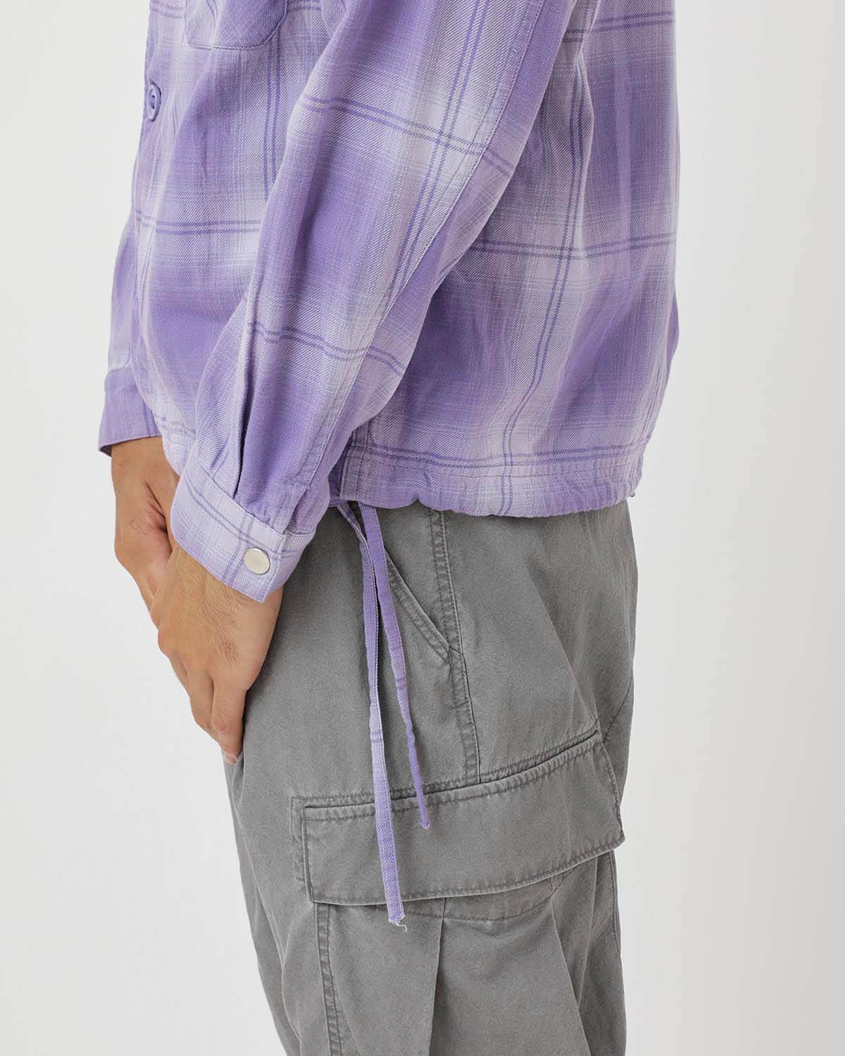 TROOPER SHIRT JACKET COTTON TWILL OMBRE CHECK by Rafu