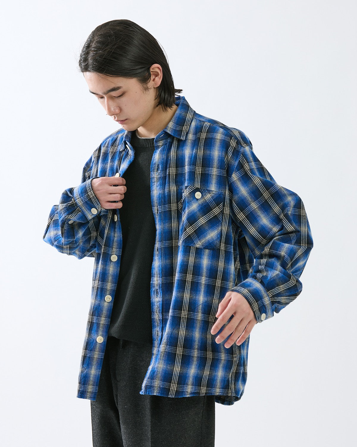 Rafu × nonnative WORKER SHIRT JACKET COTTON TWILL OMBRE CHECK