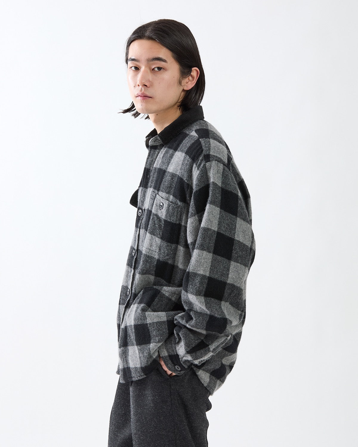 WORKER SHIRT JACKET WOOL NYLON BUFFALO CHECK