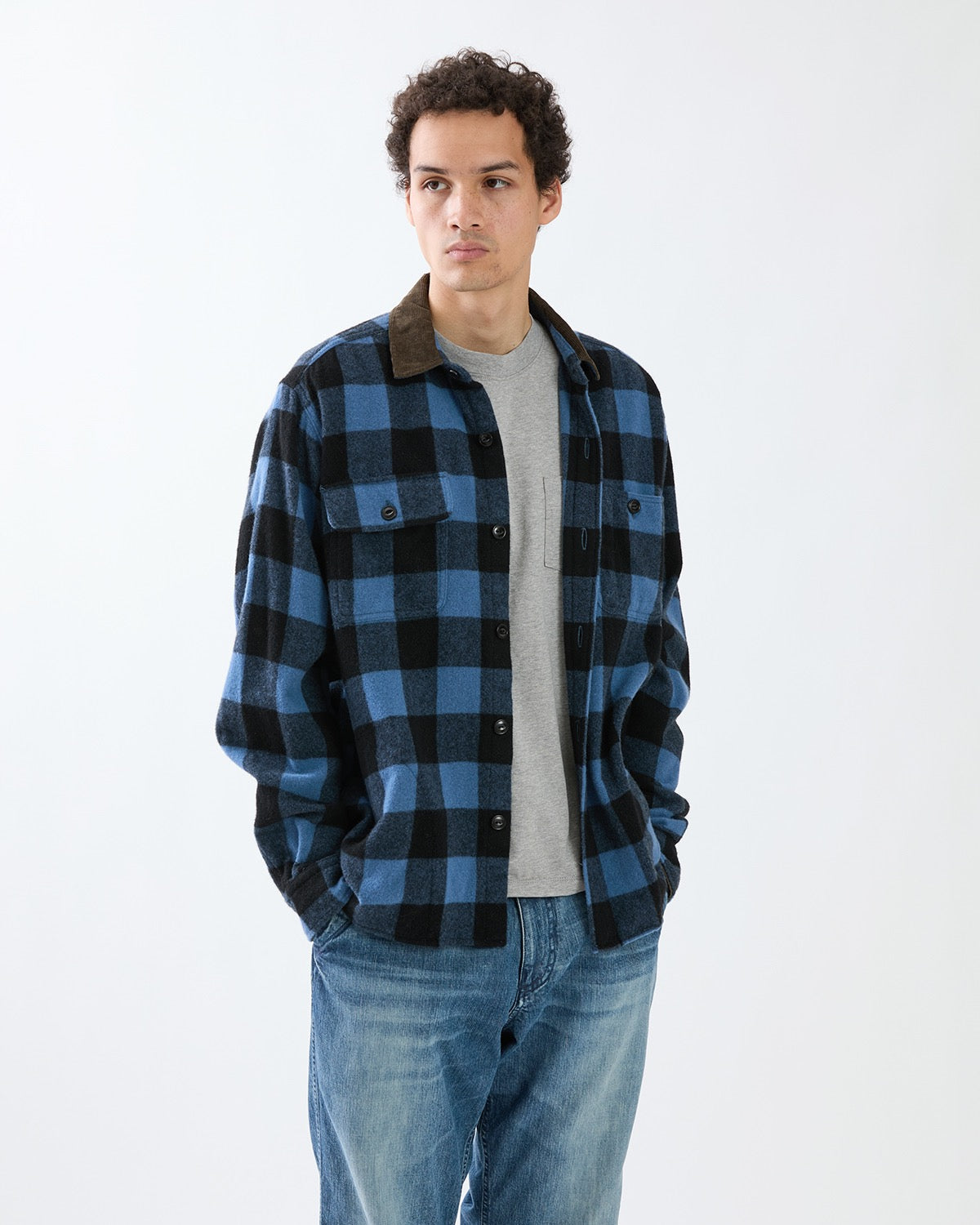 WORKER SHIRT JACKET WOOL NYLON BUFFALO CHECK