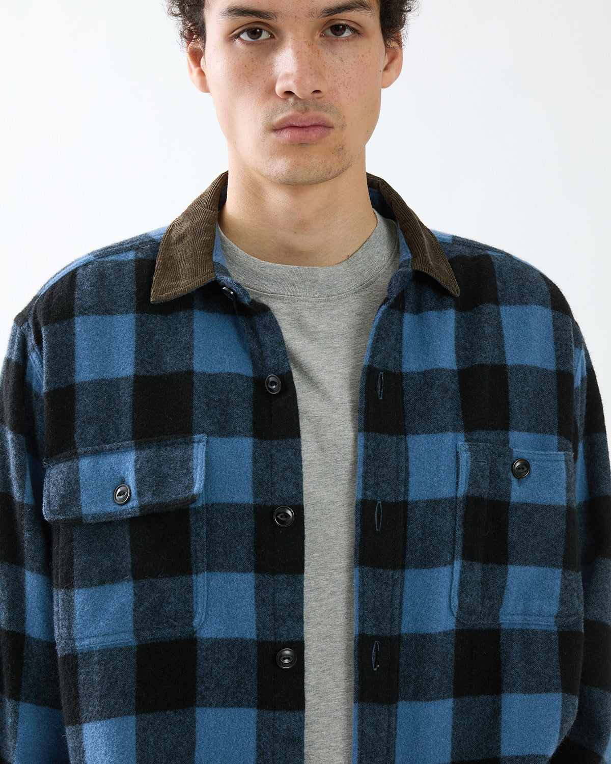 WORKER SHIRT JACKET WOOL NYLON BUFFALO CHECK