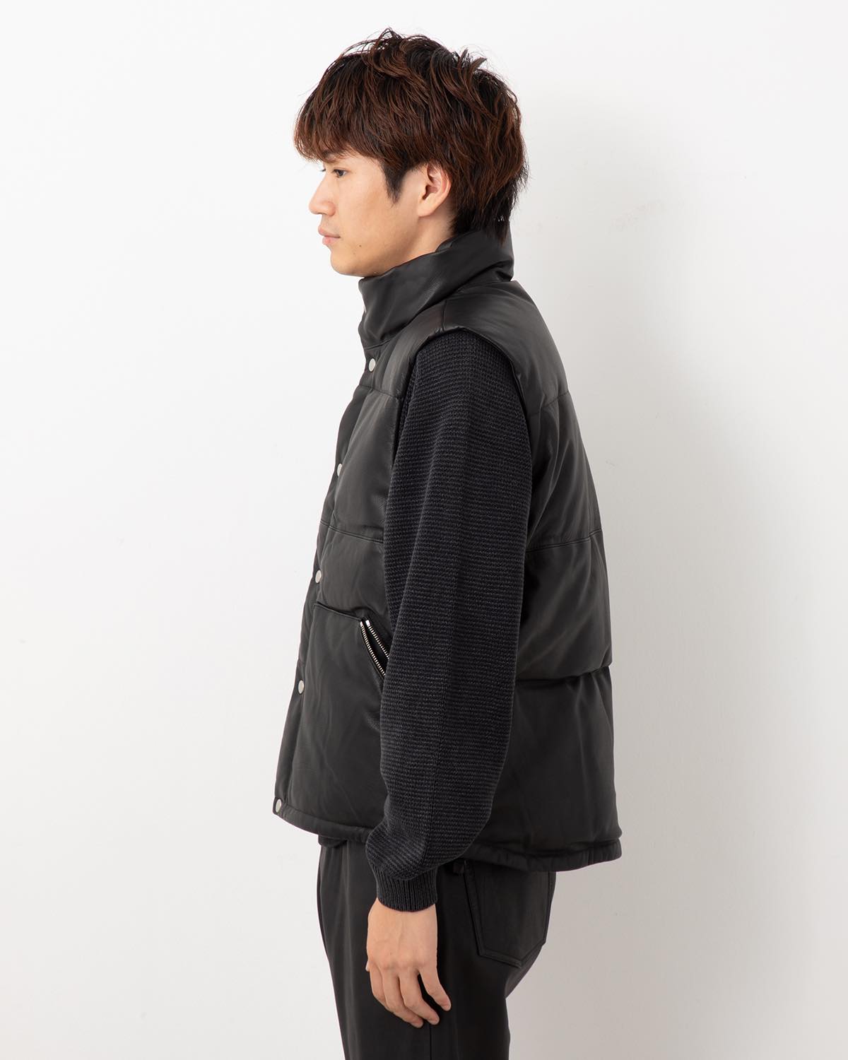 EXPLORER DOWN VEST COW LEATHER WITH WINDSTOPPER®