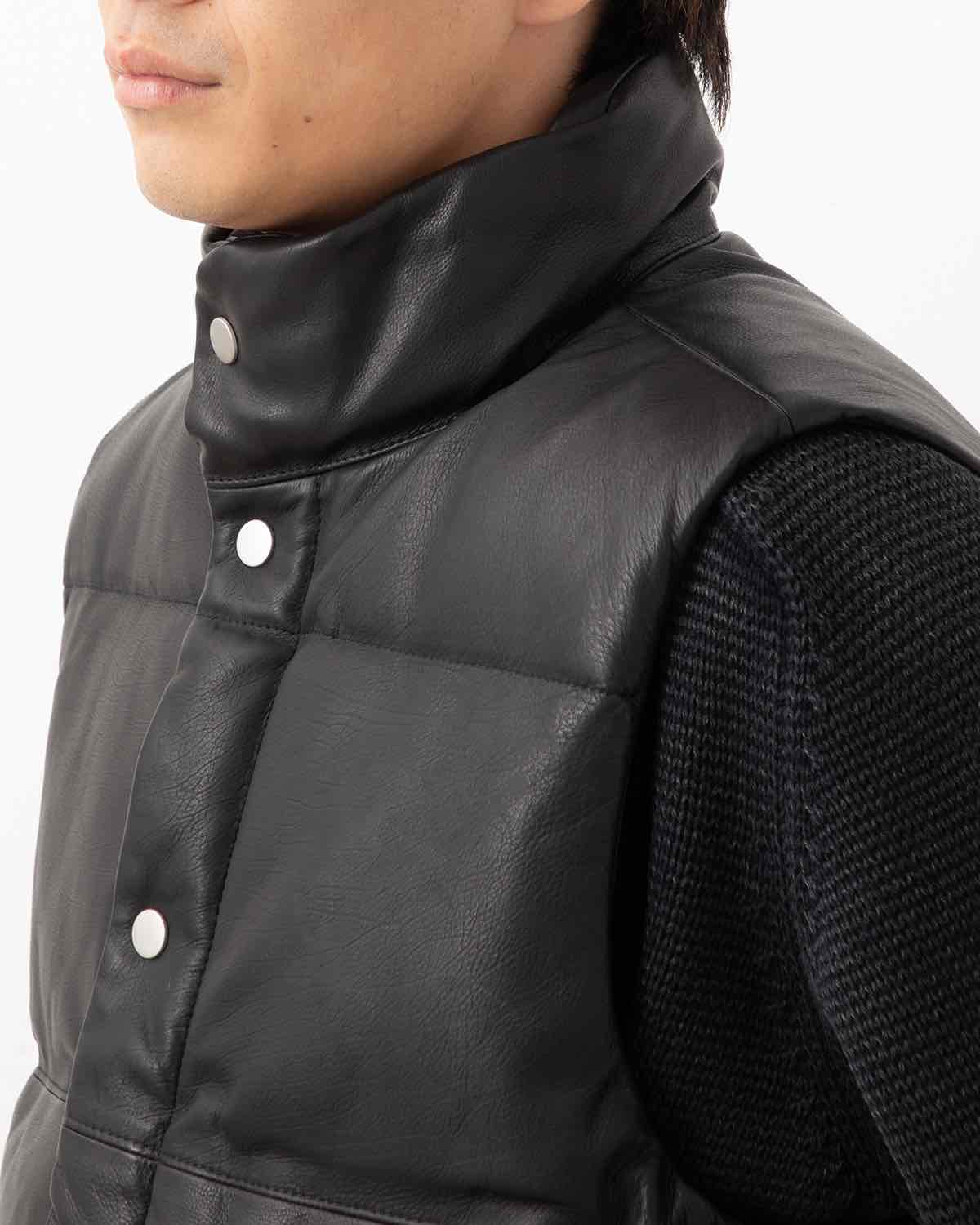 EXPLORER DOWN VEST COW LEATHER WITH WINDSTOPPER®