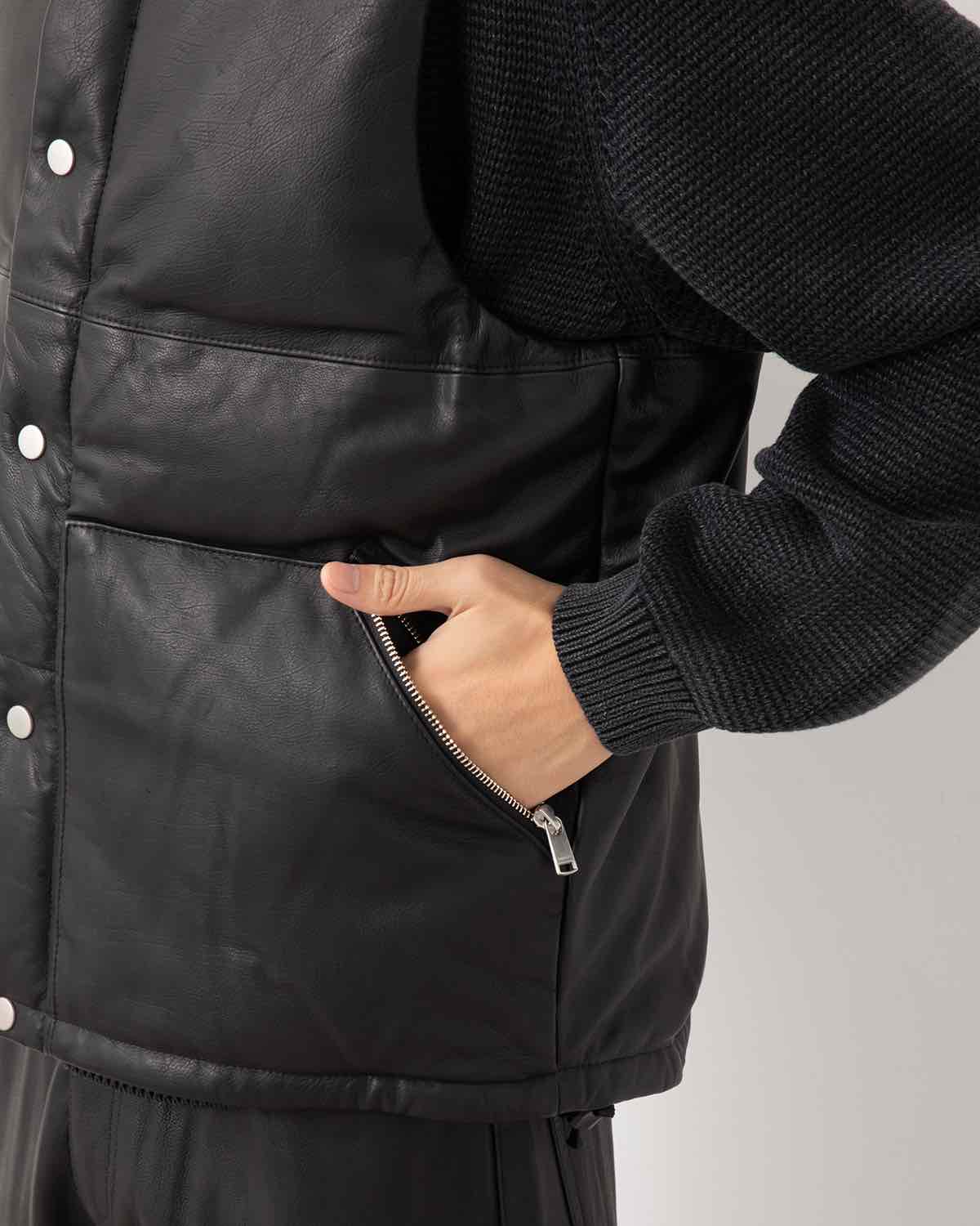 EXPLORER DOWN VEST COW LEATHER WITH WINDSTOPPER®