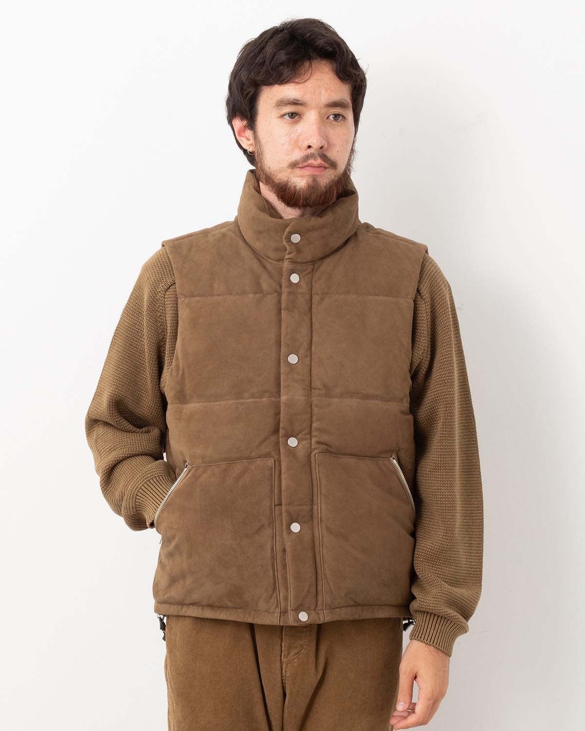 EXPLORER DOWN VEST SHEEP LEATHER WITH WINDSTOPPER®