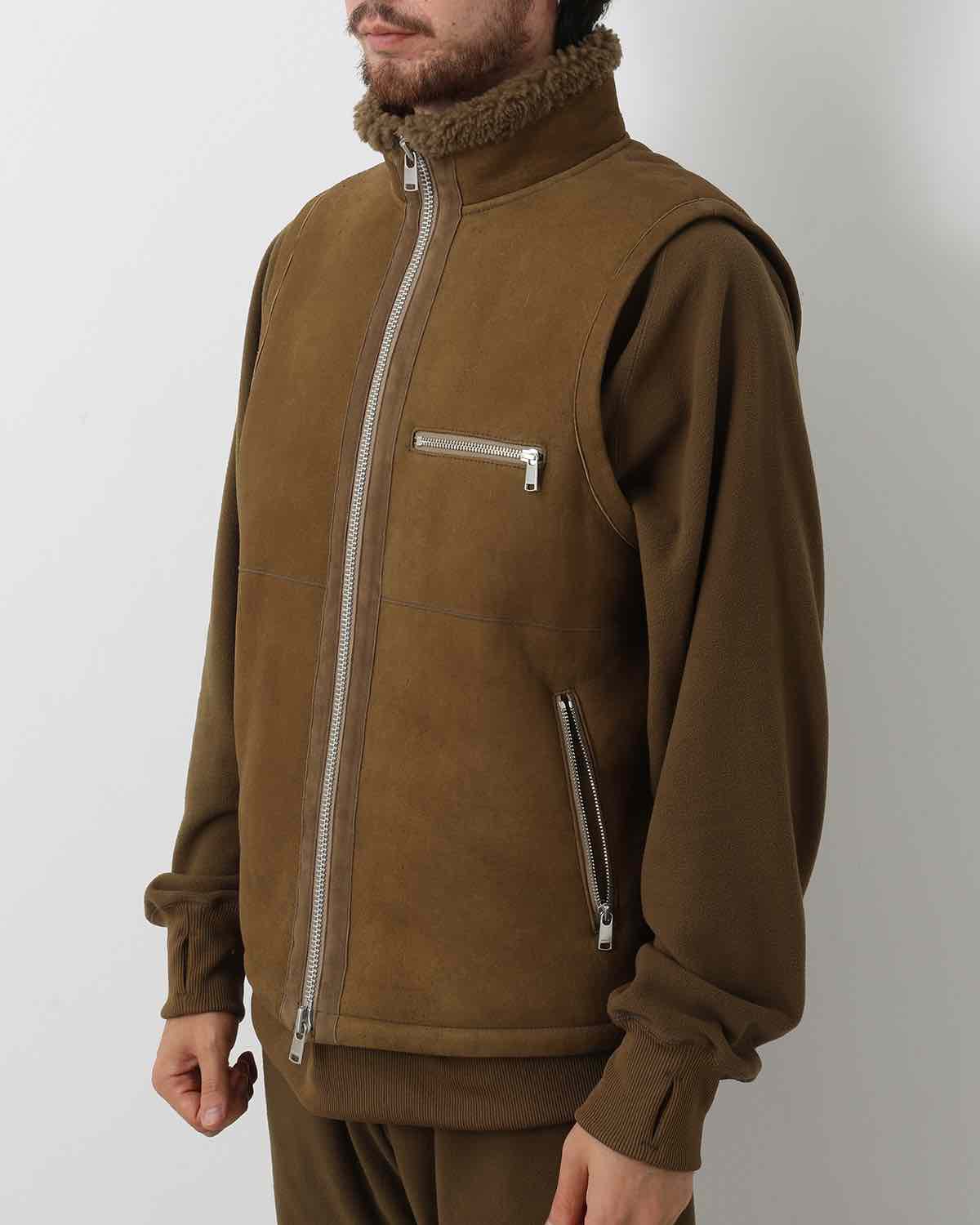 HUNTER VEST SHEEP NUBUCK MOUTON LEATHER