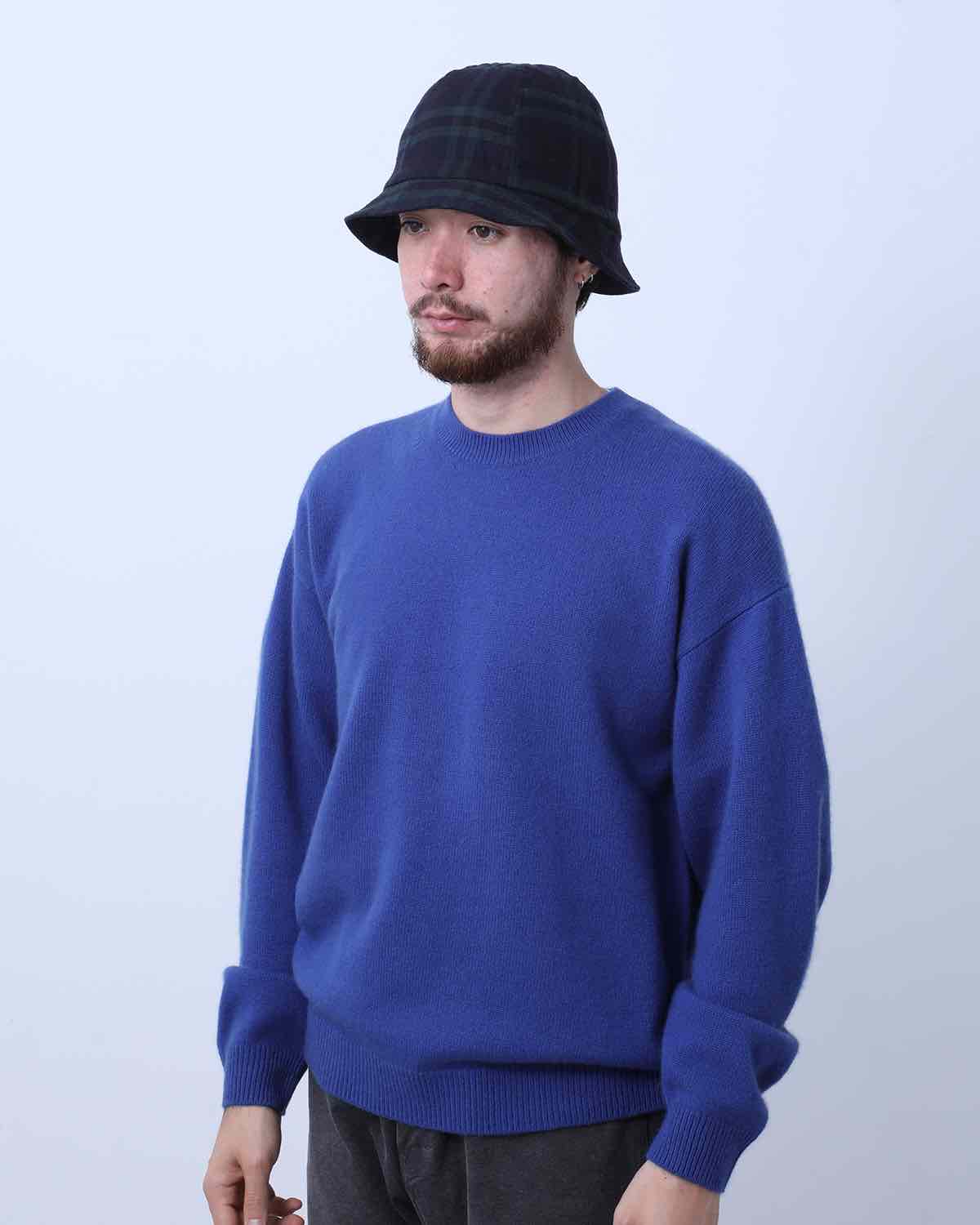 “BED HEAD HAT” - 綿シルク ネップ チェック