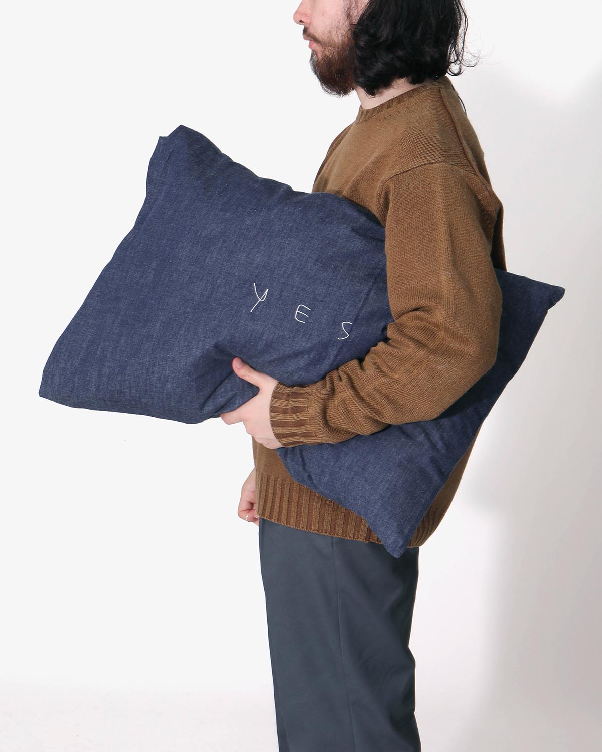 “YES NO” PILLOW - デニム