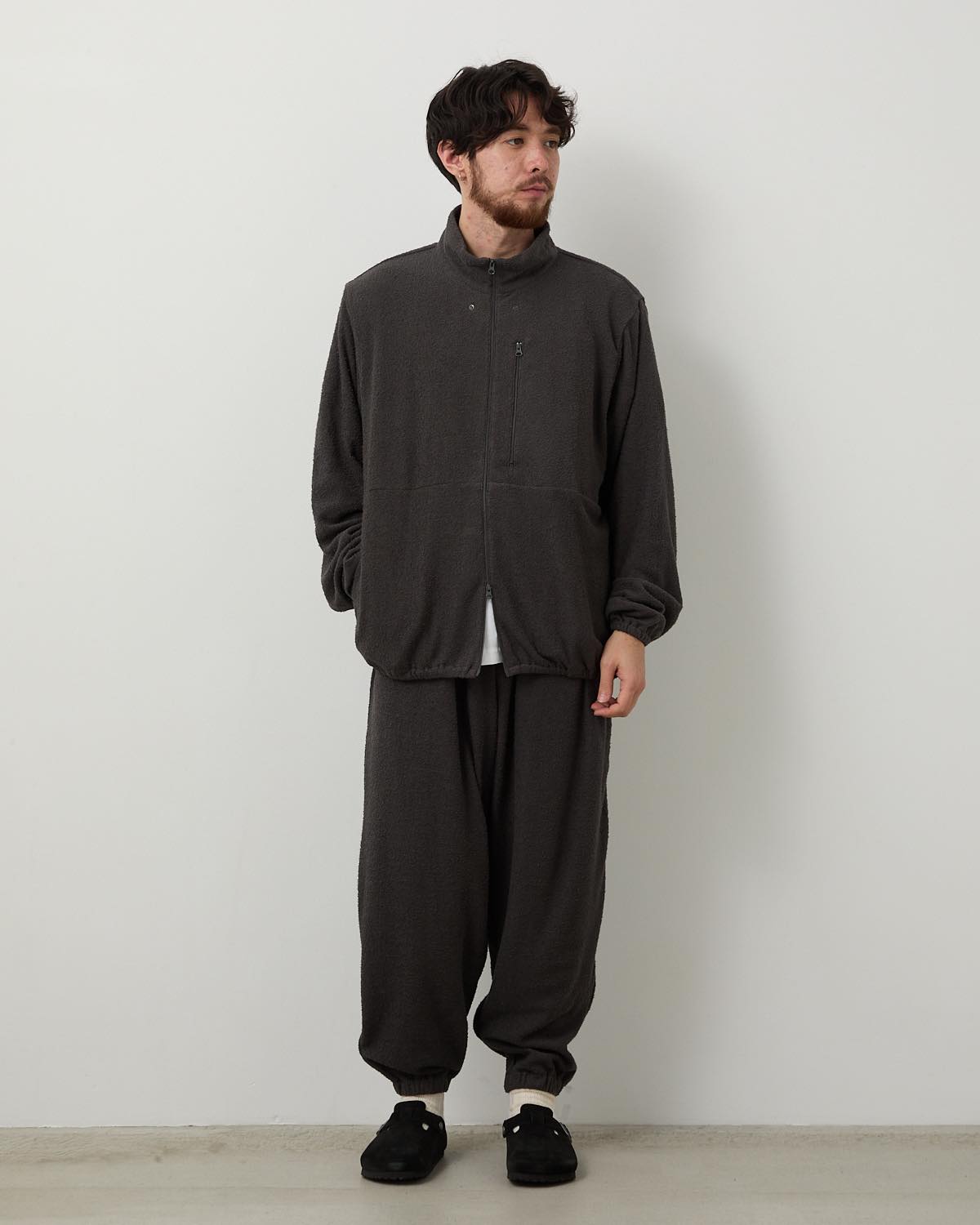 SAUNAS ”サ” TOWEL CLOTH WIDE EASY PANTS - 両面パイルタオルクロス