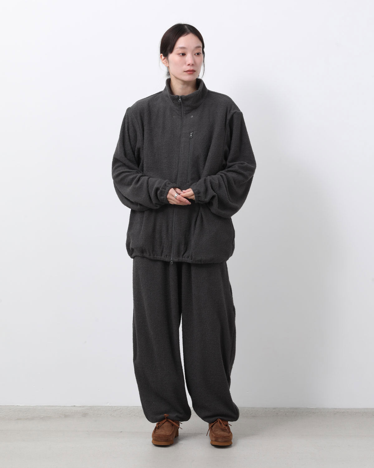 SAUNAS ”サ” TOWEL CLOTH WIDE EASY PANTS - 両面パイルタオルクロス