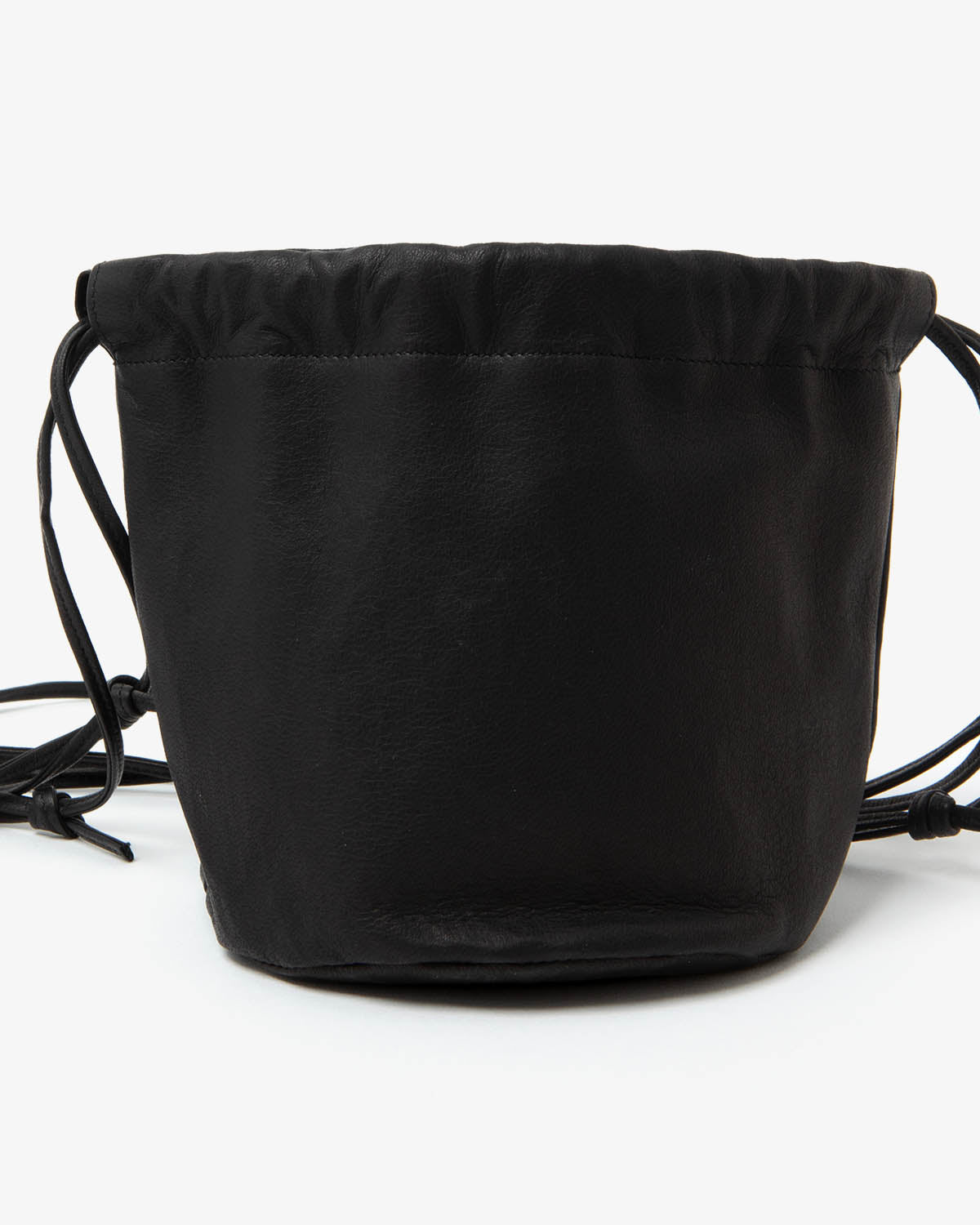LEATHER SMALL ROUND STRING POUCH
