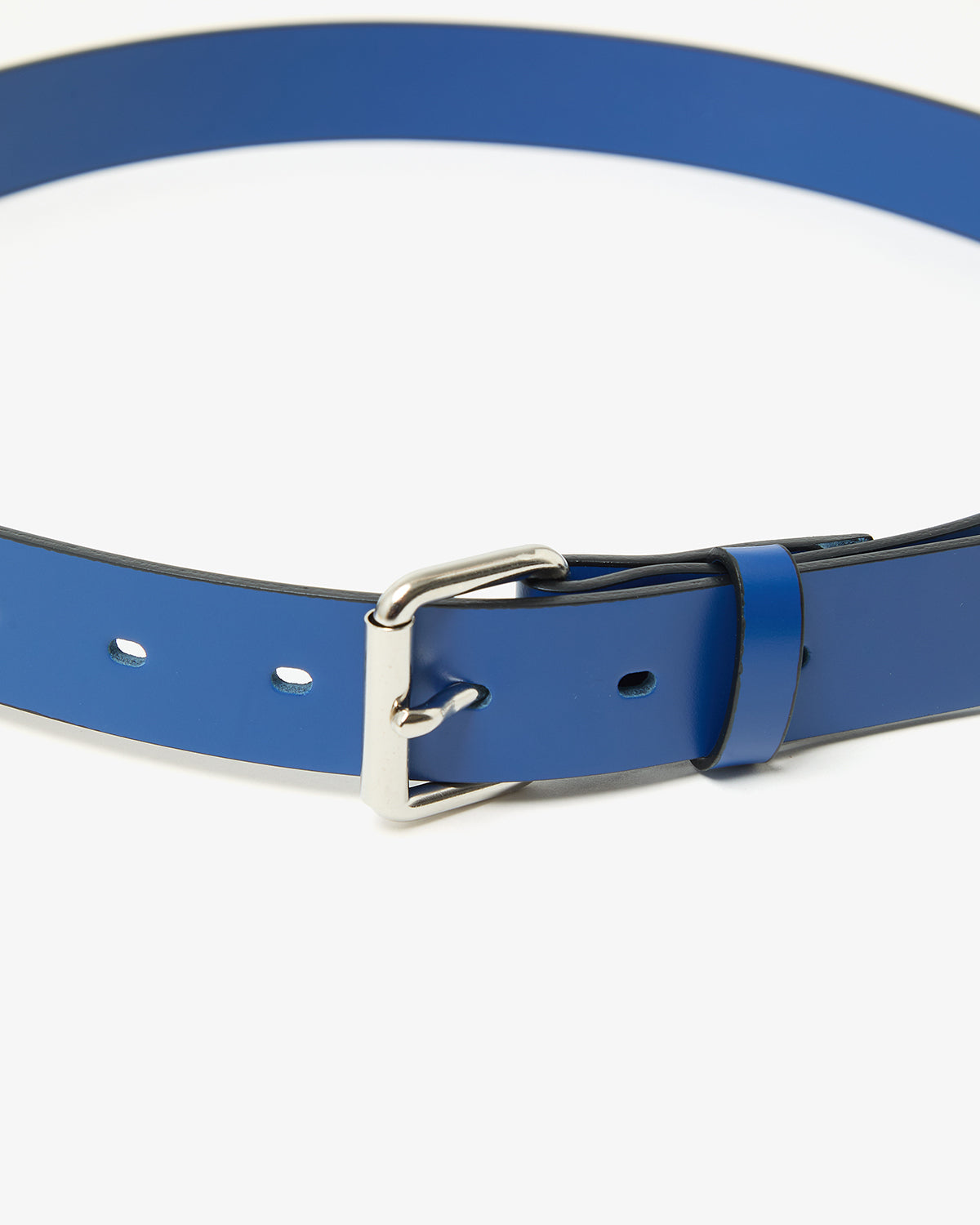 GLAZED LEATHER ROLLER BUCKLE BELT