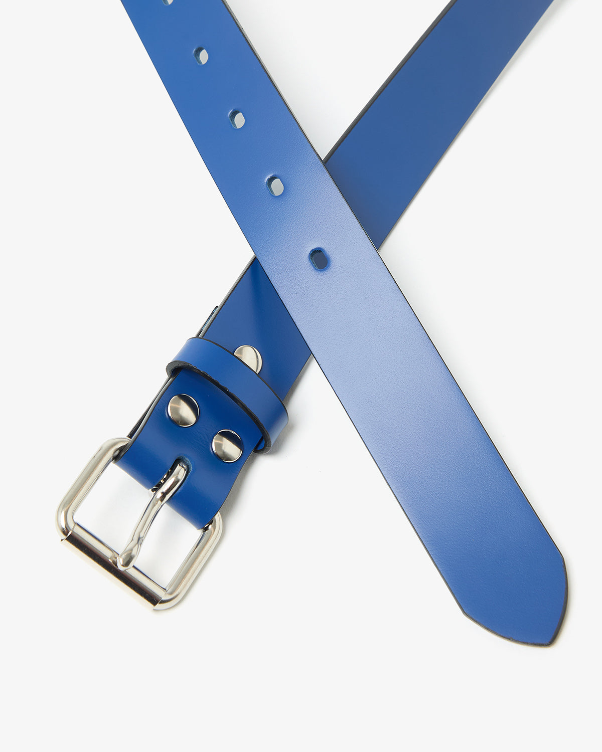 GLAZED LEATHER ROLLER BUCKLE BELT