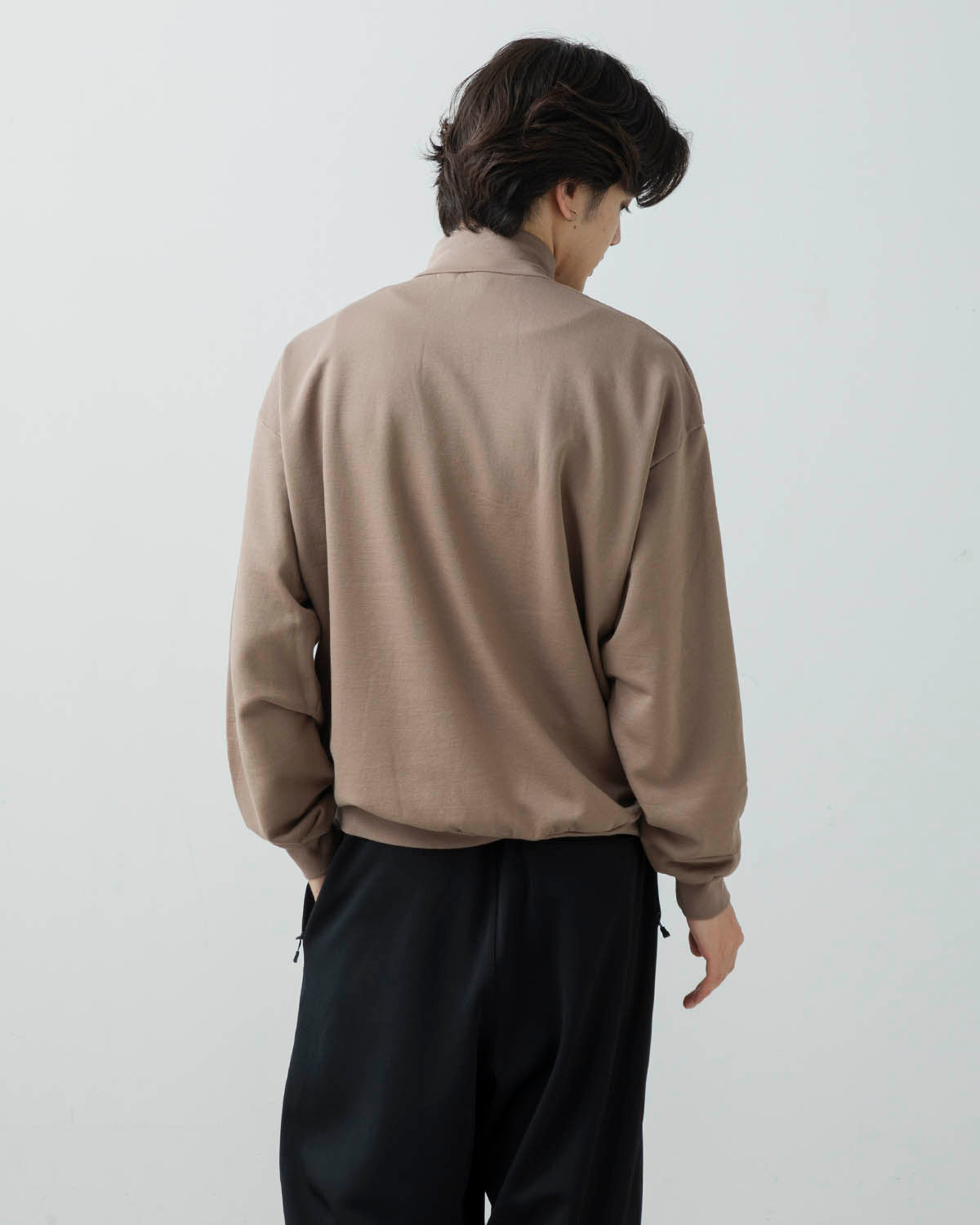 ELASTIC HIGH GAUGE SWEAT HALF ZIP P/O