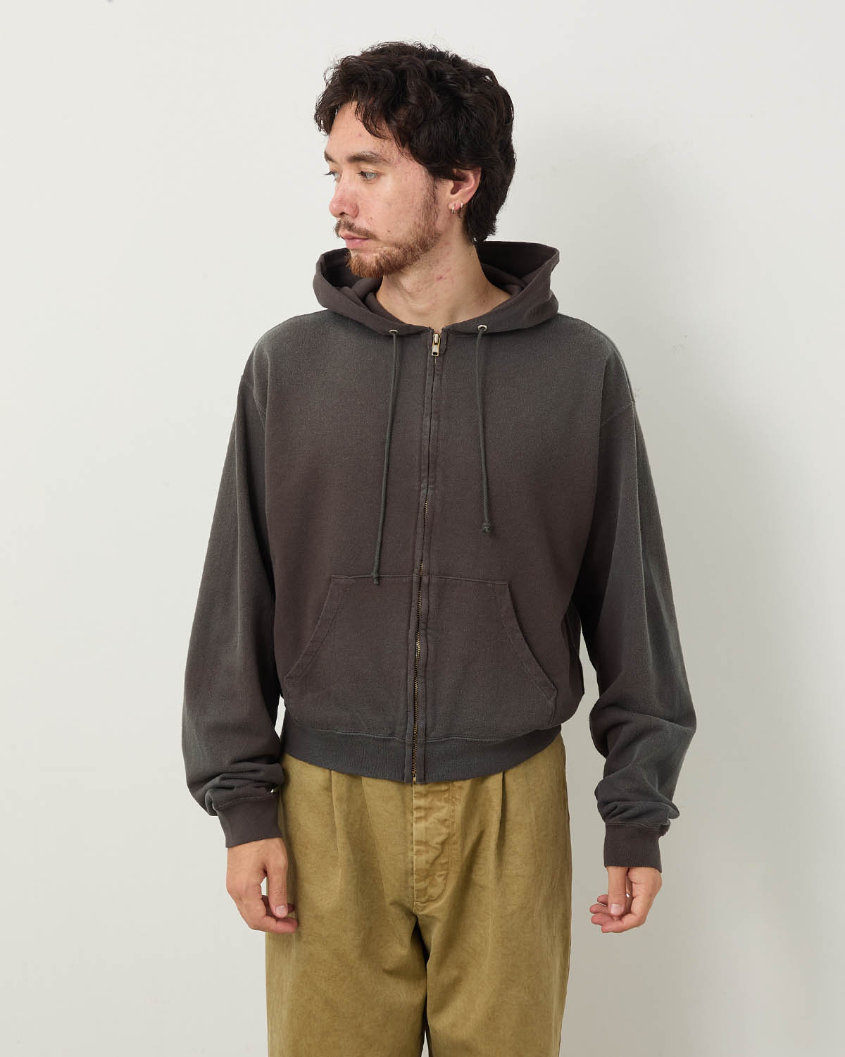 トップス PRODUCT DYED PIMA LIGHT SWEAT ZIP PARKA Auralee Product Dyed Pima Light Sweat Zip Parka | Ink Black