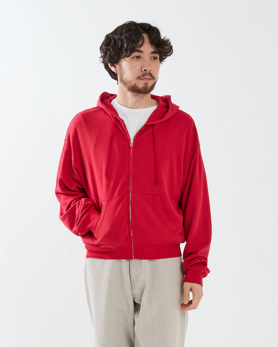 トップス AURALEE HIGH TWIST LIGHT SWEAT ZIP PARKA High Twist Light Sweat Zip Parka Red | HAVEN