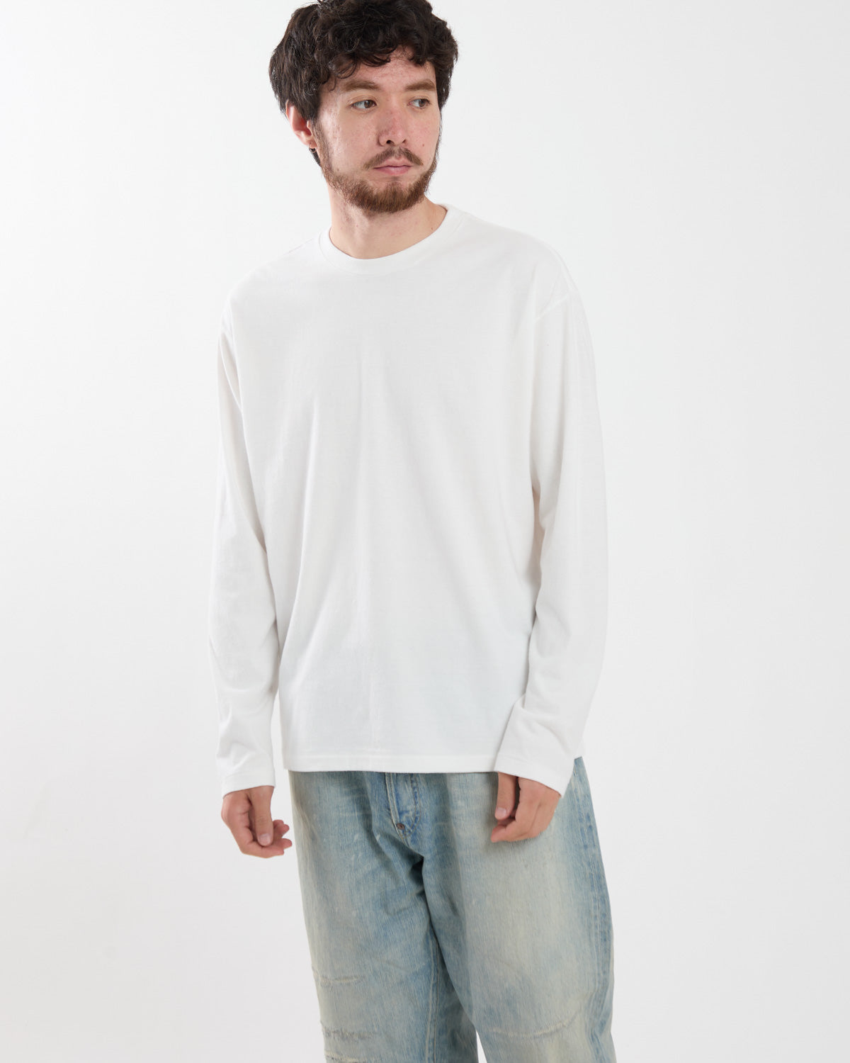 BRUSHED ORGANIC COTTON JERSEY L/S TEE