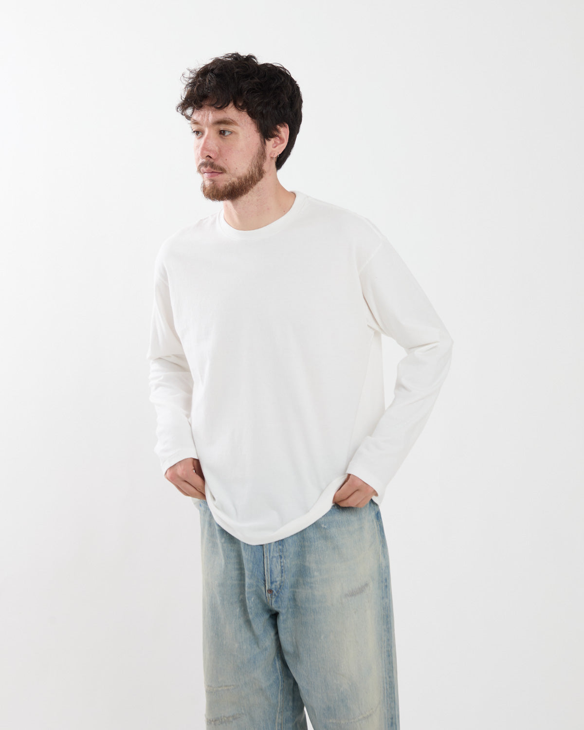 BRUSHED ORGANIC COTTON JERSEY L/S TEE