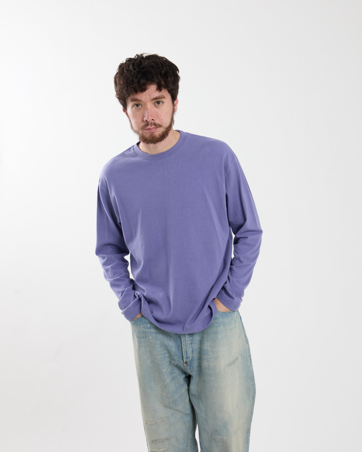 BRUSHED ORGANIC COTTON JERSEY L/S TEE