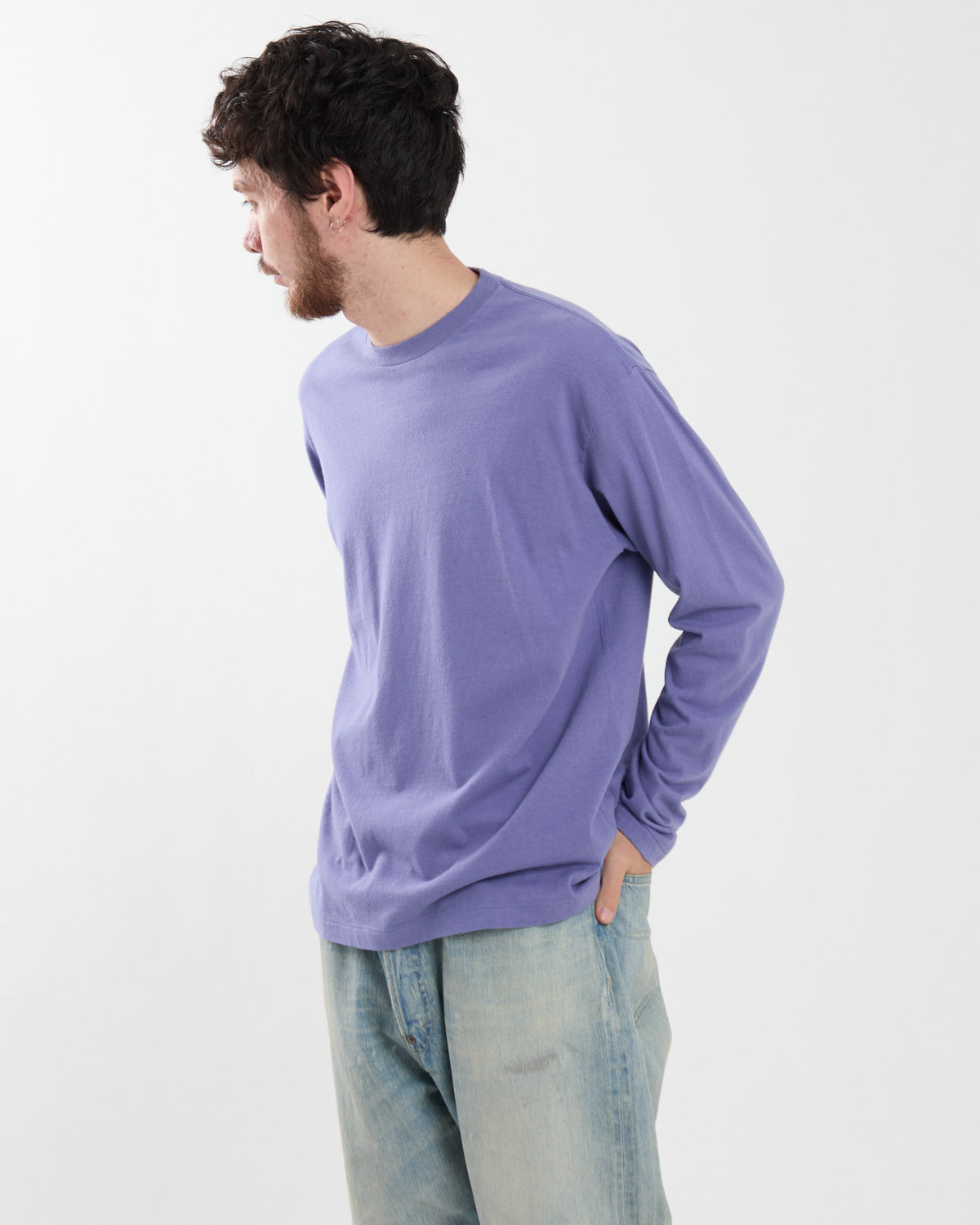 BRUSHED ORGANIC COTTON JERSEY L/S TEE
