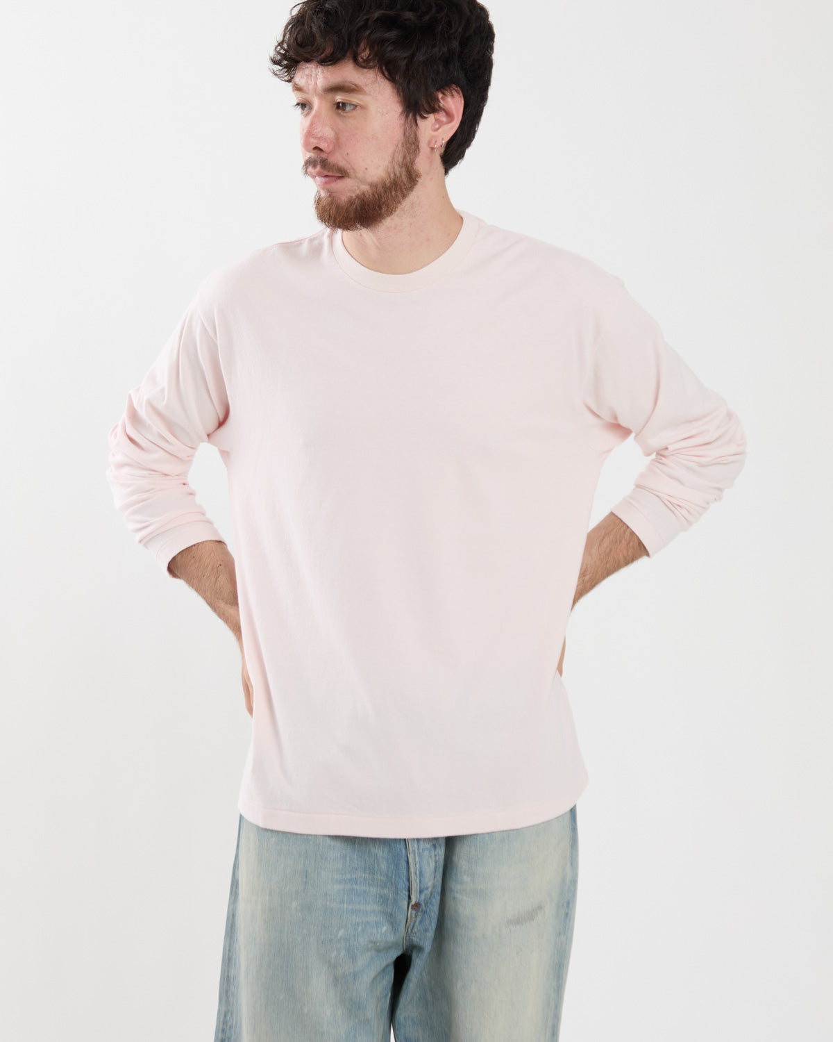 BRUSHED ORGANIC COTTON JERSEY L/S TEE