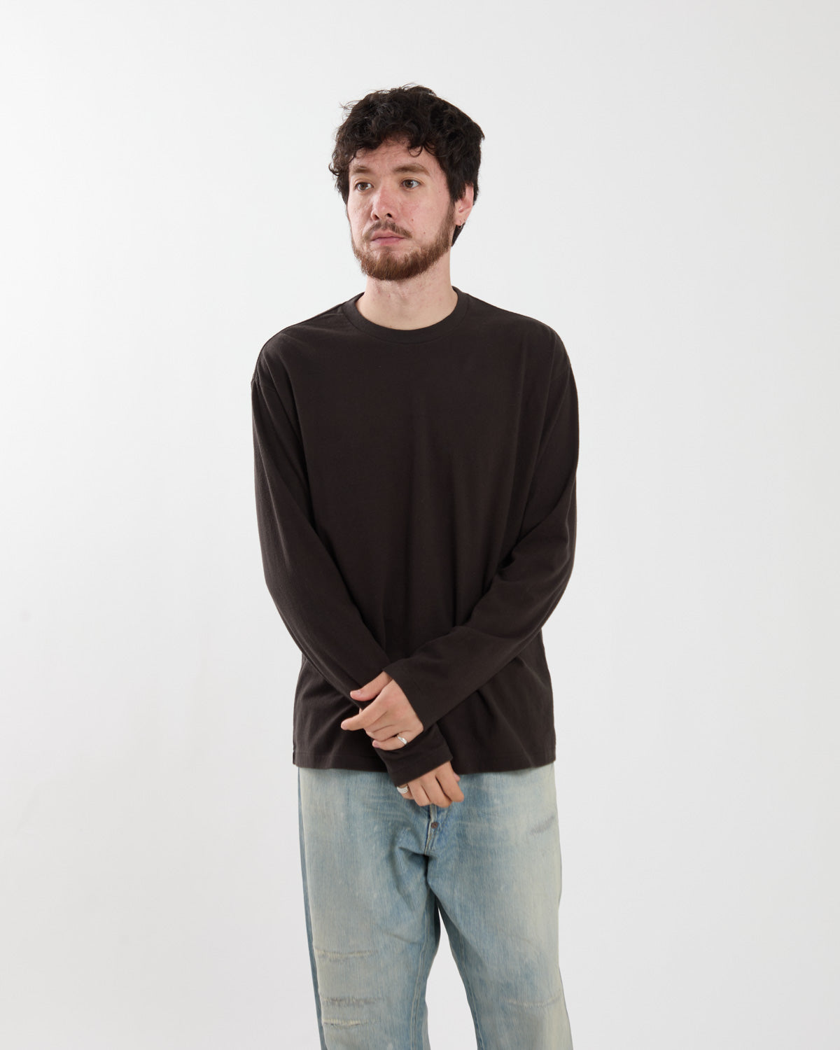 BRUSHED ORGANIC COTTON JERSEY L/S TEE