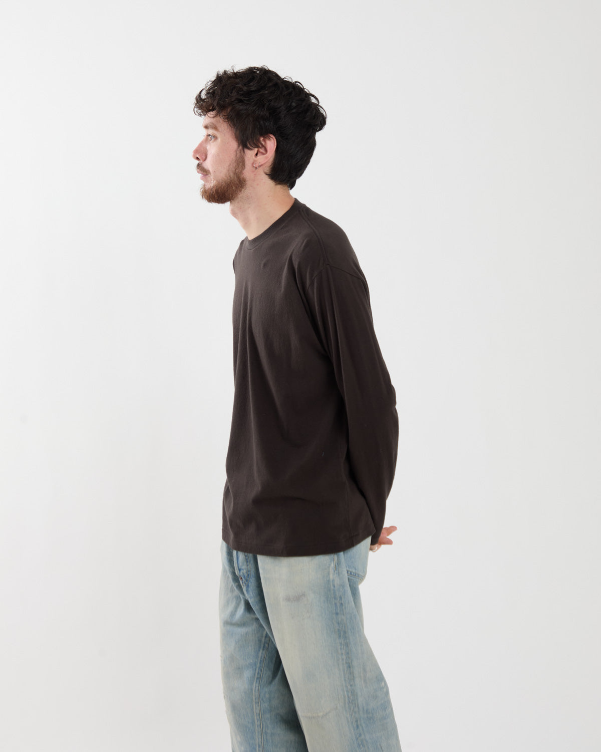 BRUSHED ORGANIC COTTON JERSEY L/S TEE