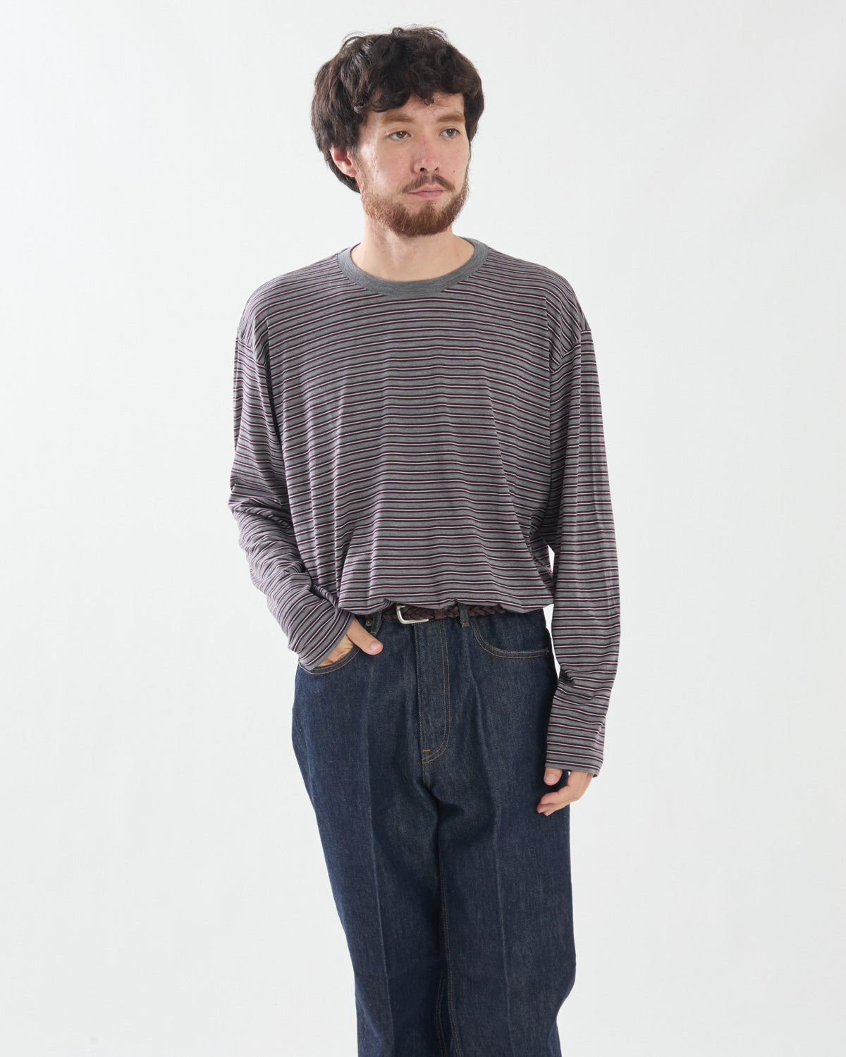 SOFT SMOOTH WOOL STRIPE JERSEY L/S TEE