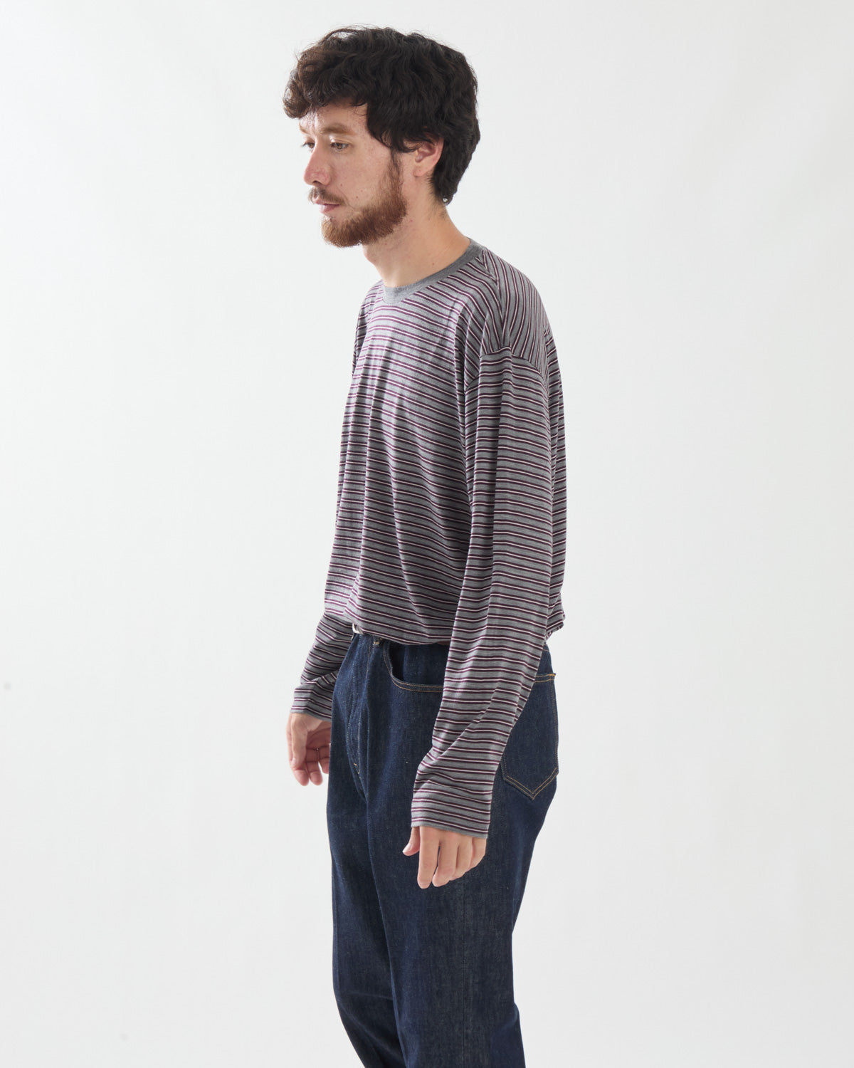 SOFT SMOOTH WOOL STRIPE JERSEY L/S TEE