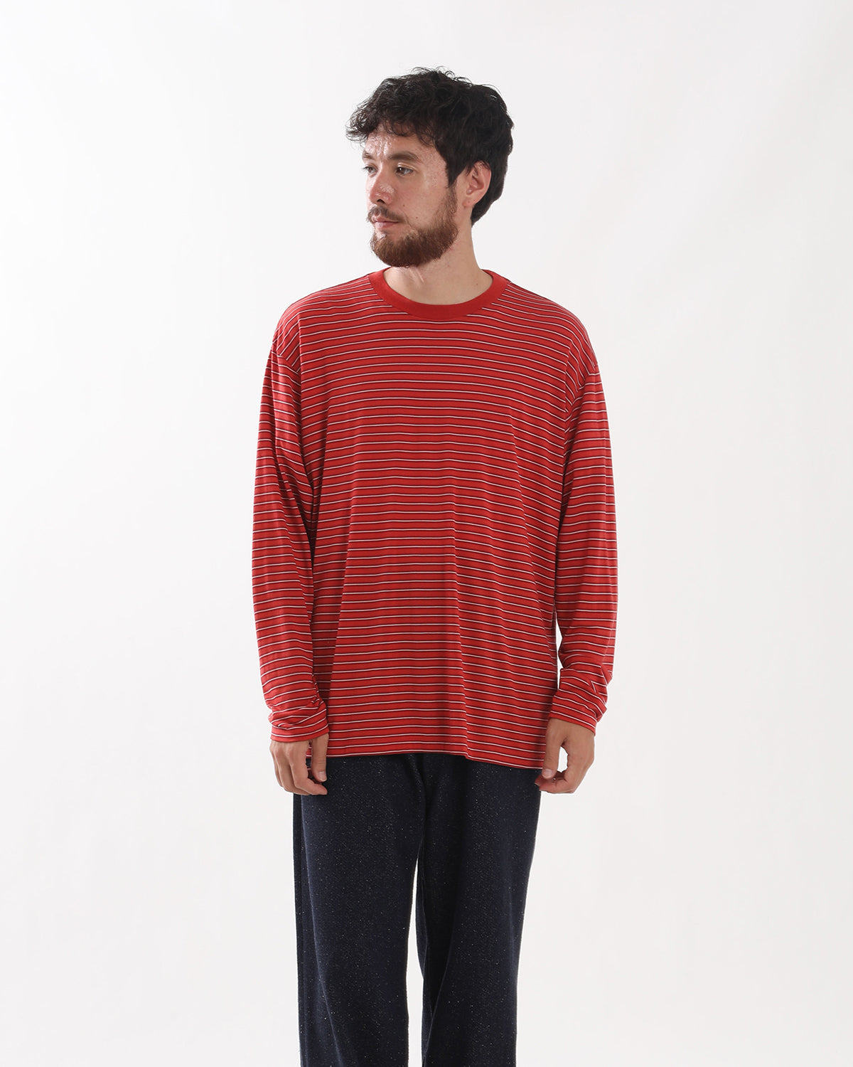 SOFT SMOOTH WOOL STRIPE JERSEY L/S TEE