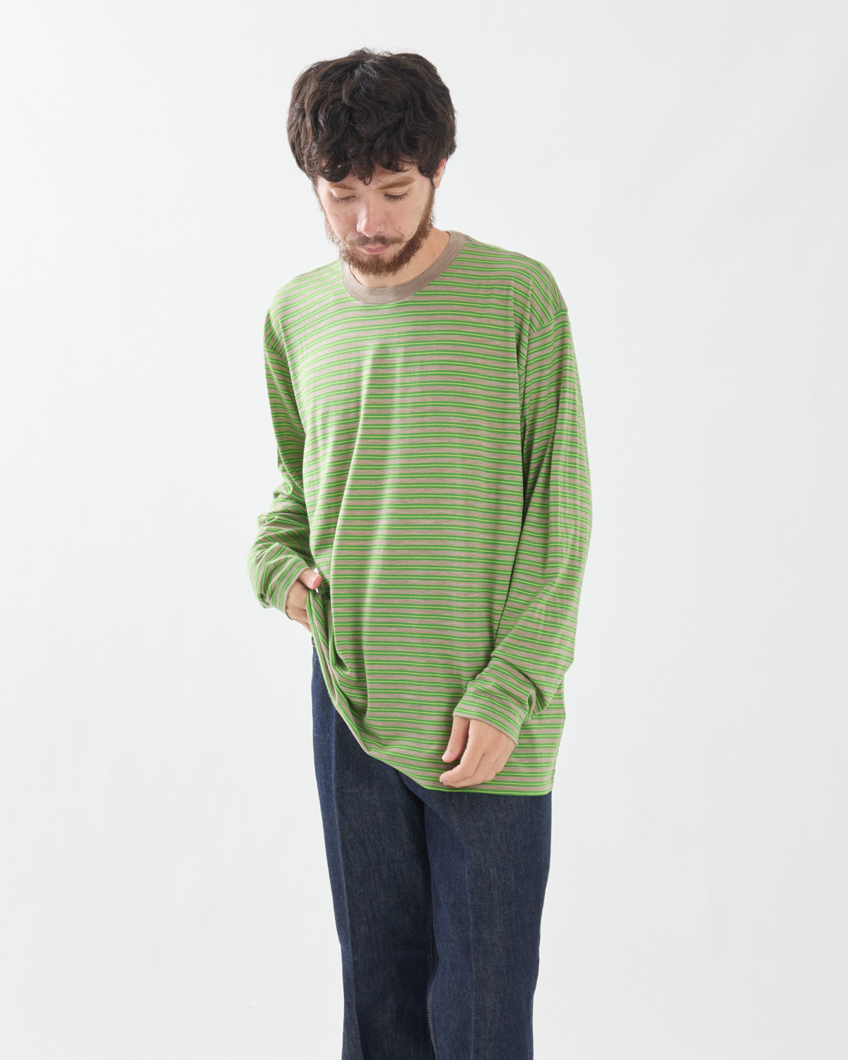 SOFT SMOOTH WOOL STRIPE JERSEY L/S TEE