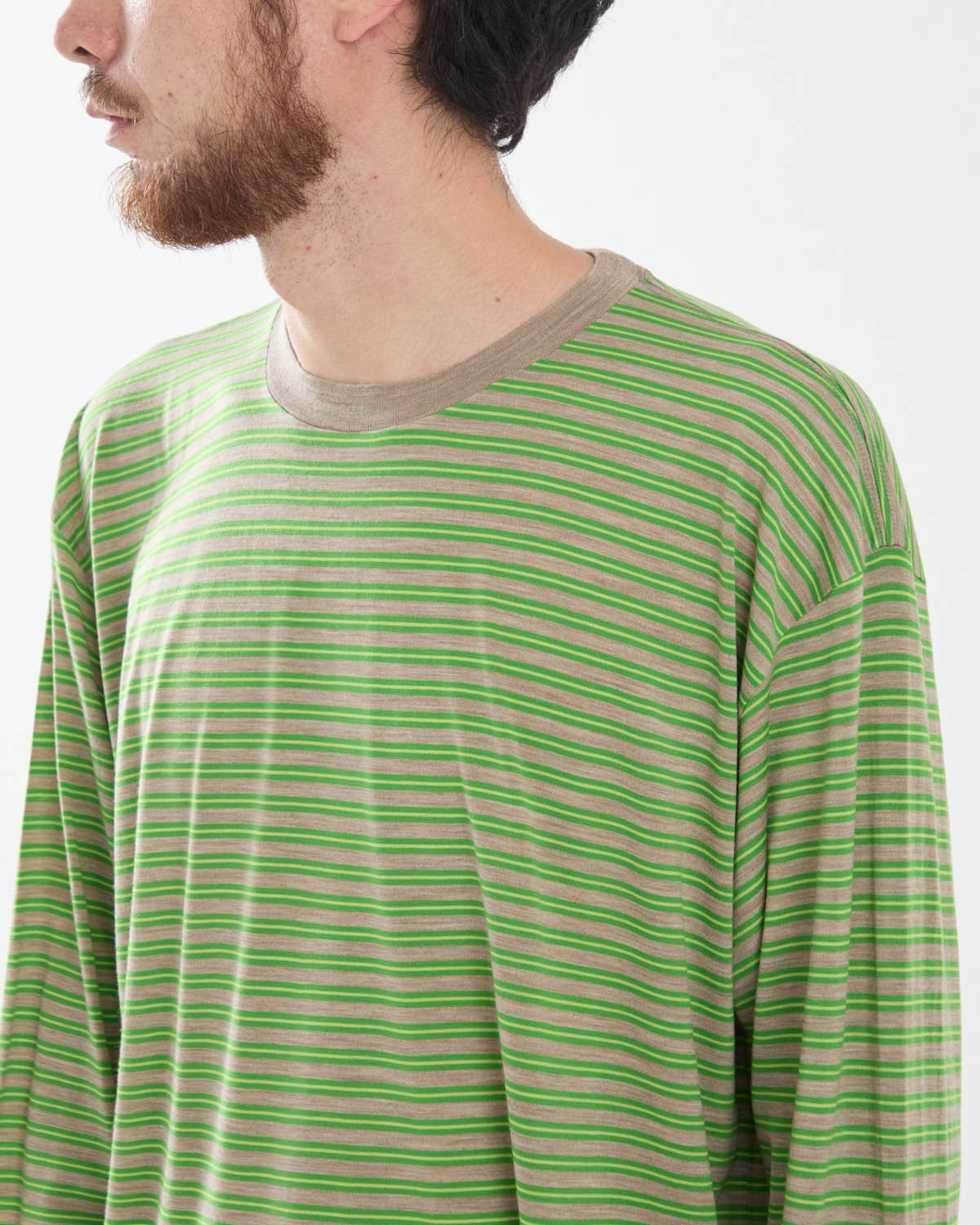 SOFT SMOOTH WOOL STRIPE JERSEY L/S TEE