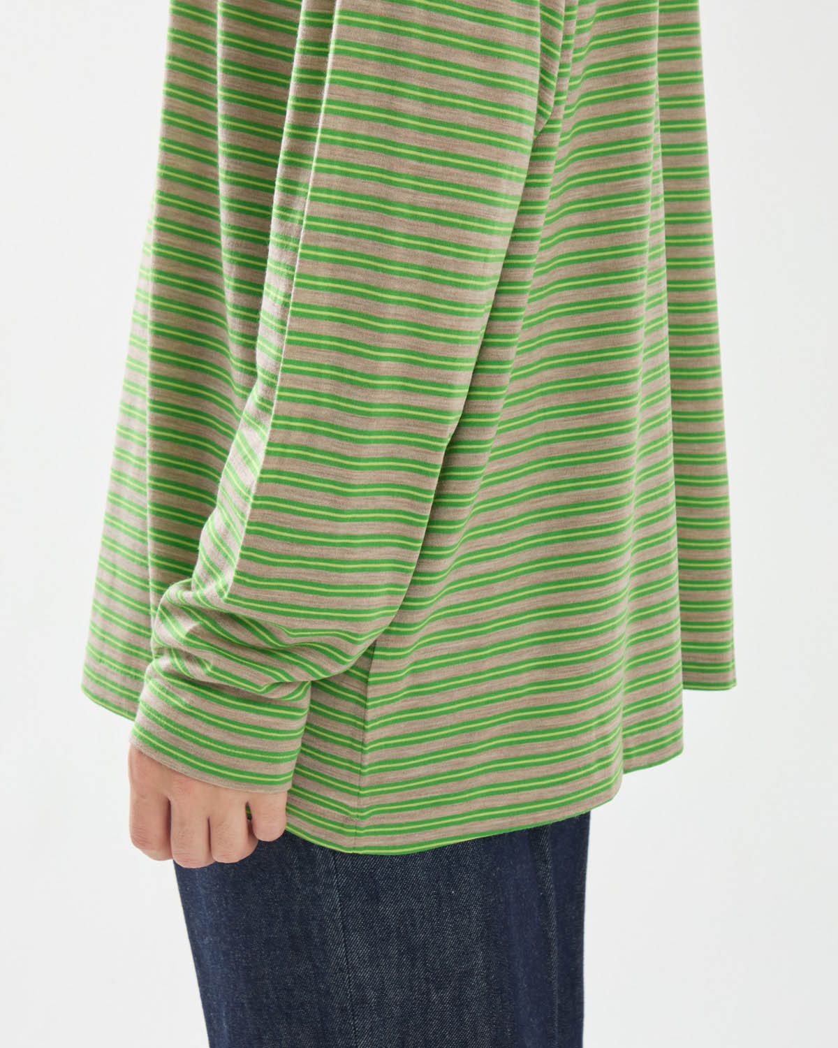 SOFT SMOOTH WOOL STRIPE JERSEY L/S TEE
