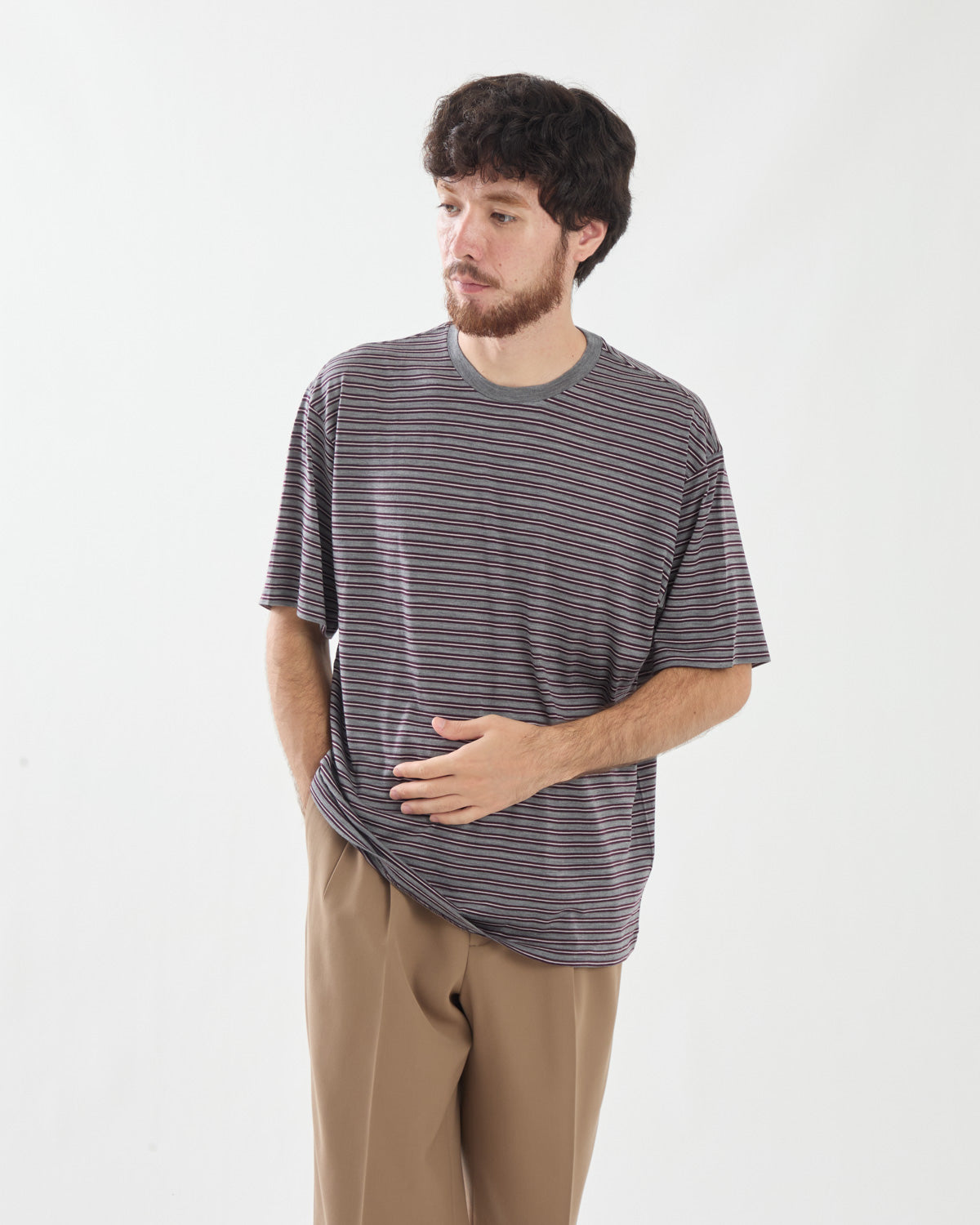SOFT SMOOTH WOOL STRIPE JERSEY TEE