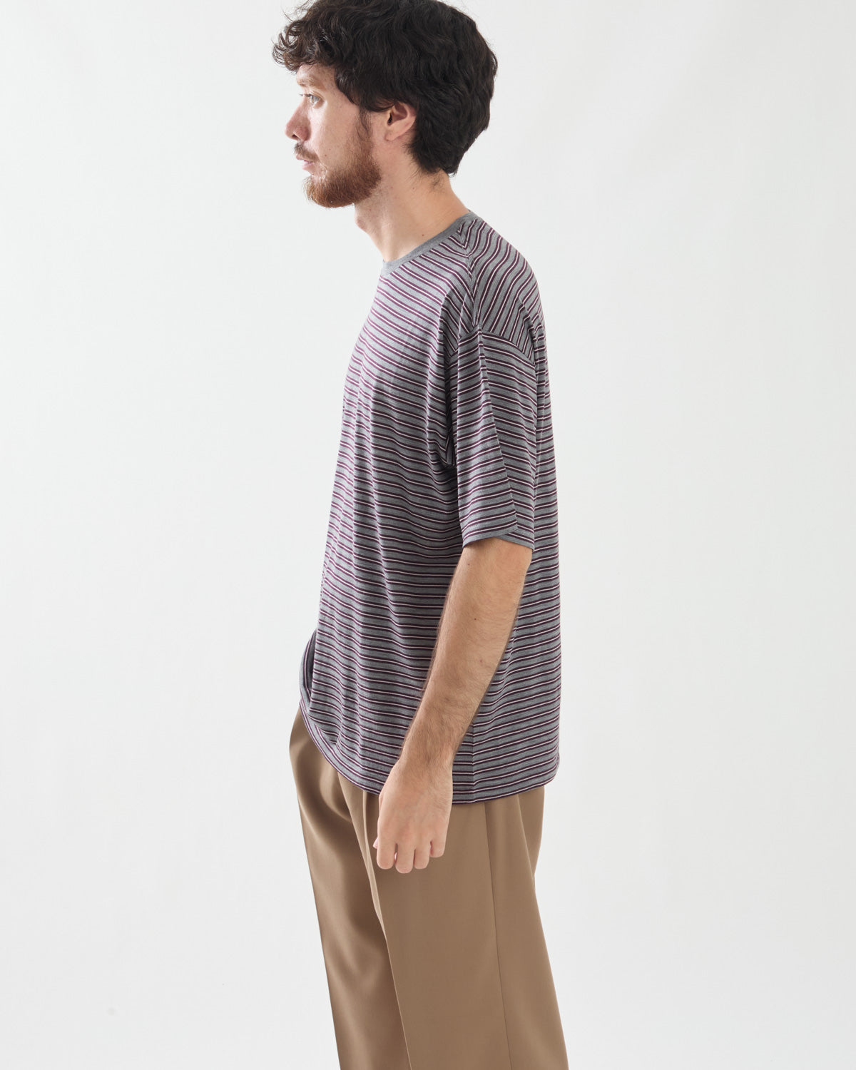 SOFT SMOOTH WOOL STRIPE JERSEY TEE