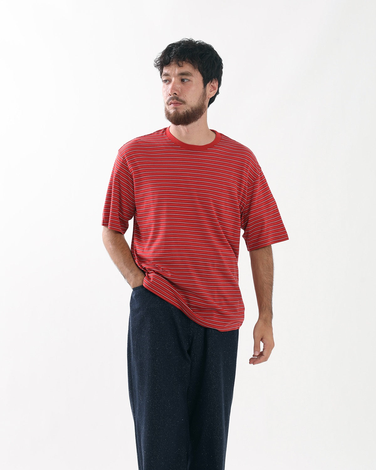 SOFT SMOOTH WOOL STRIPE JERSEY TEE