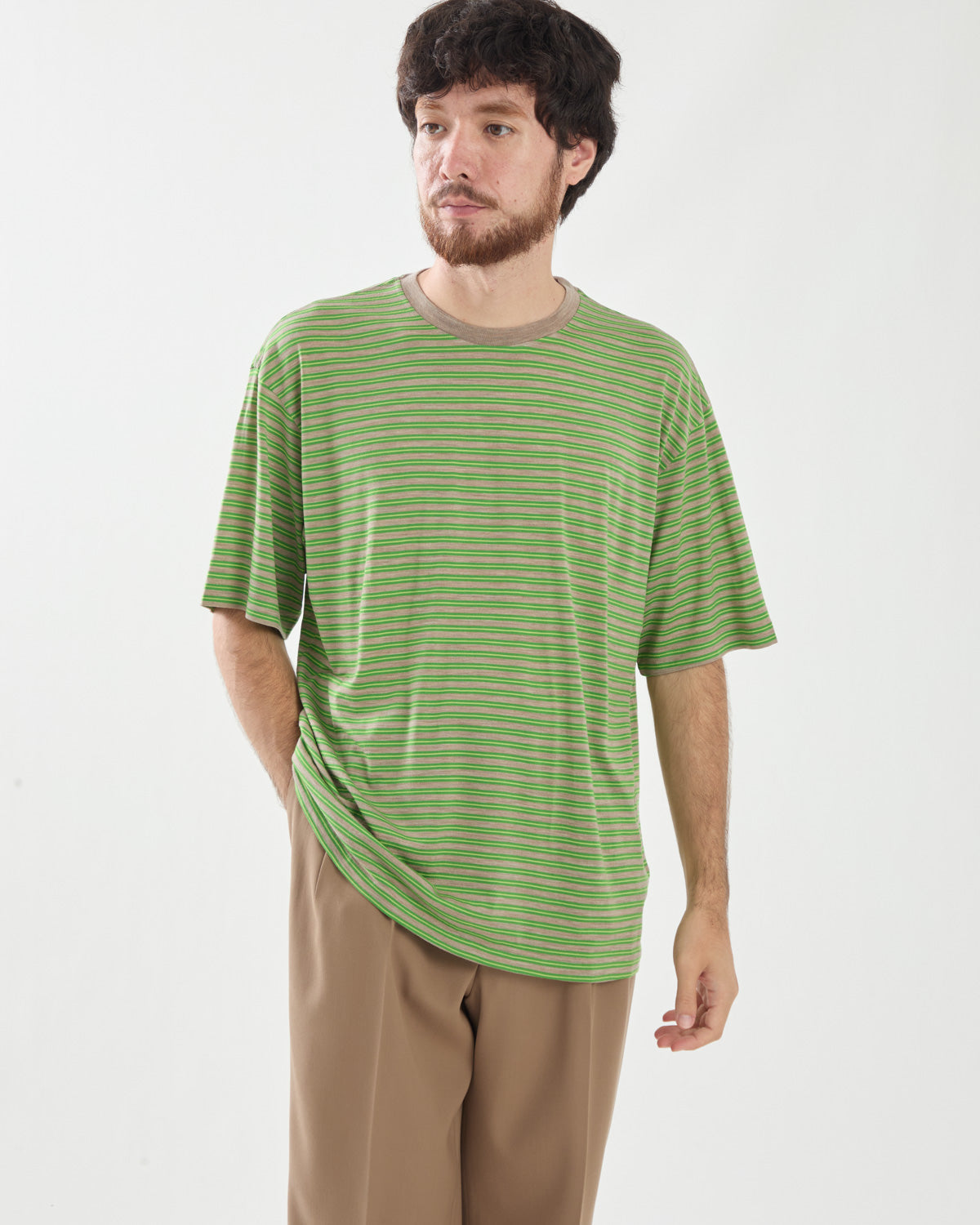 SOFT SMOOTH WOOL STRIPE JERSEY TEE