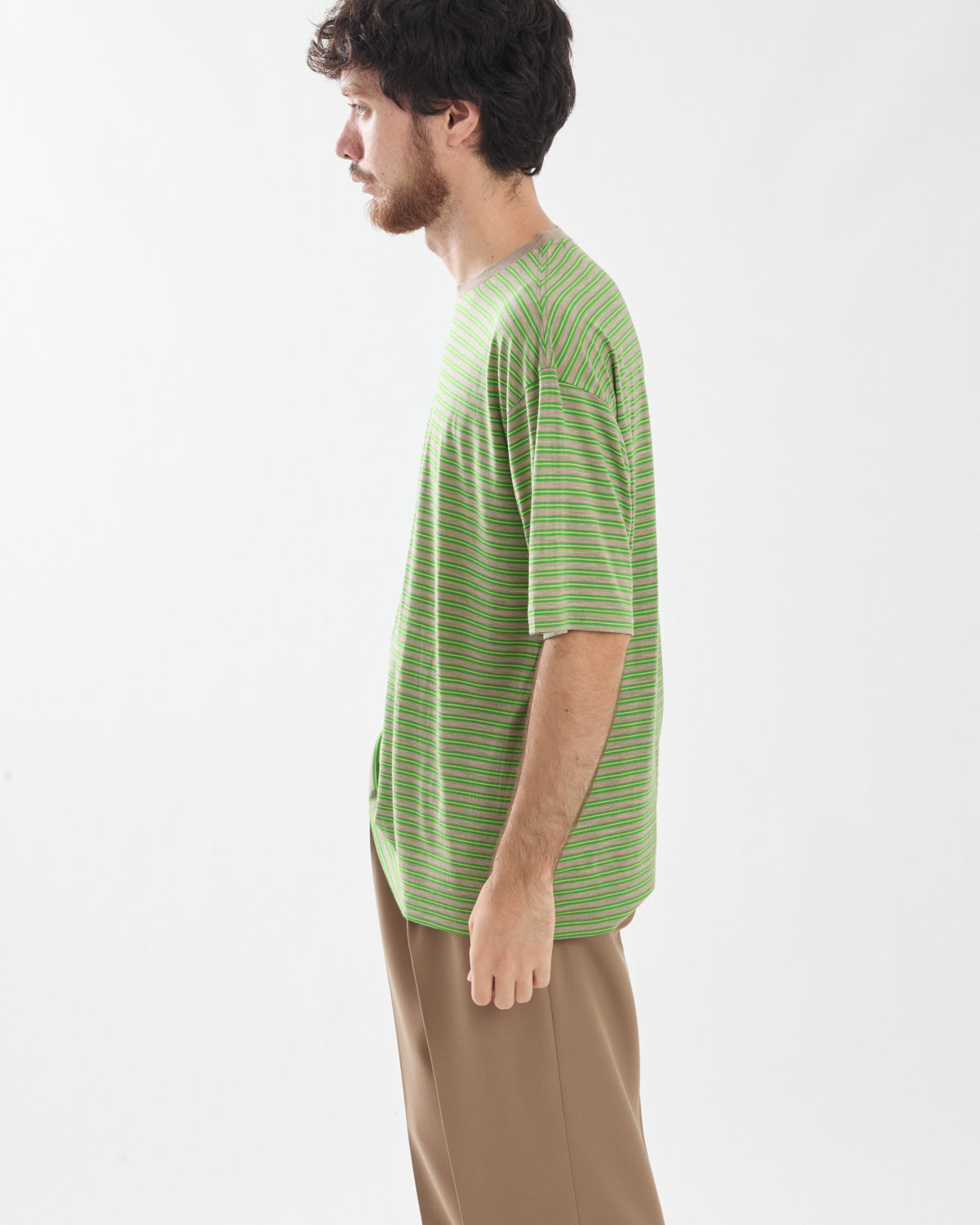 SOFT SMOOTH WOOL STRIPE JERSEY TEE