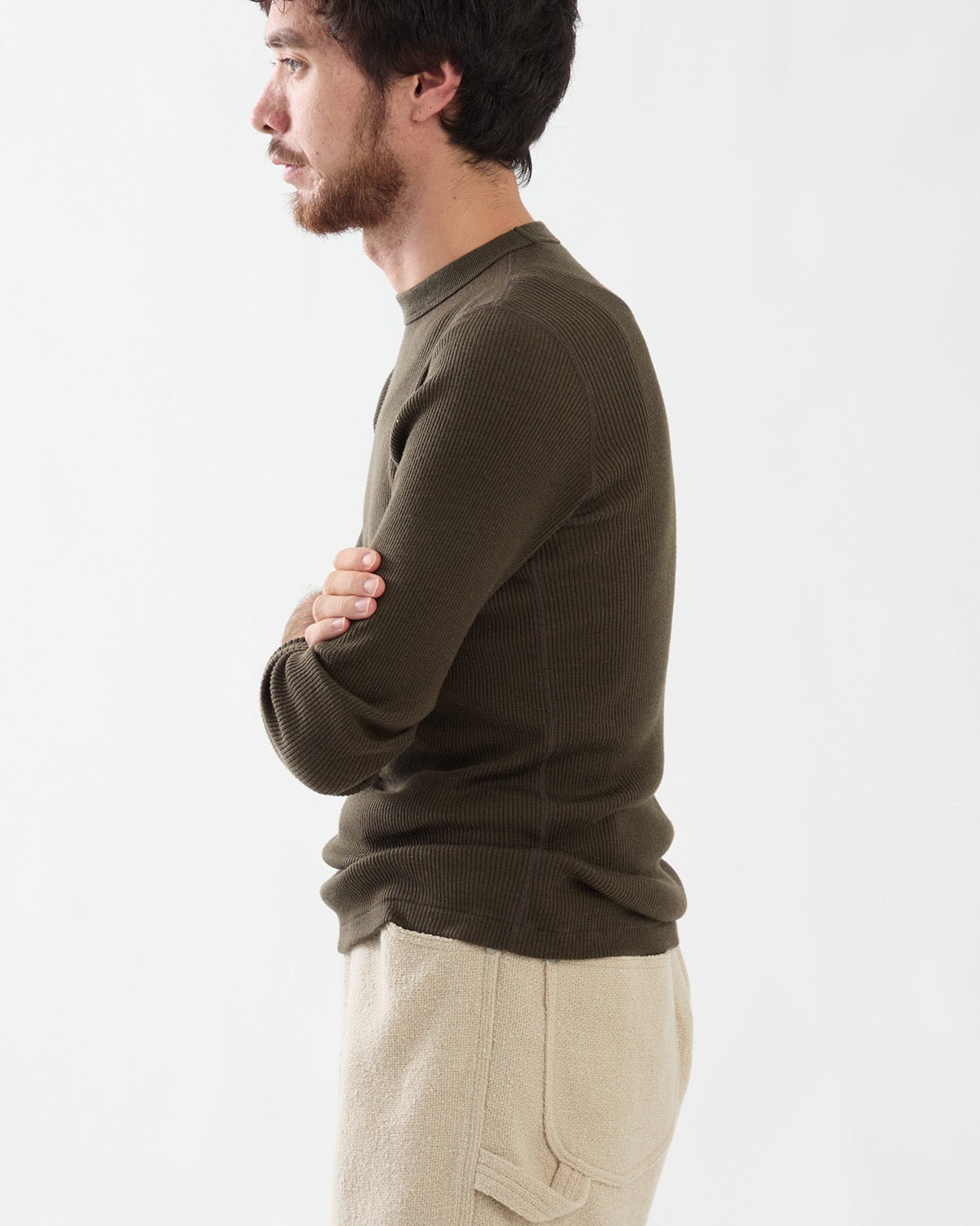 WOOL SILK SOFT RIB L/S TEE
