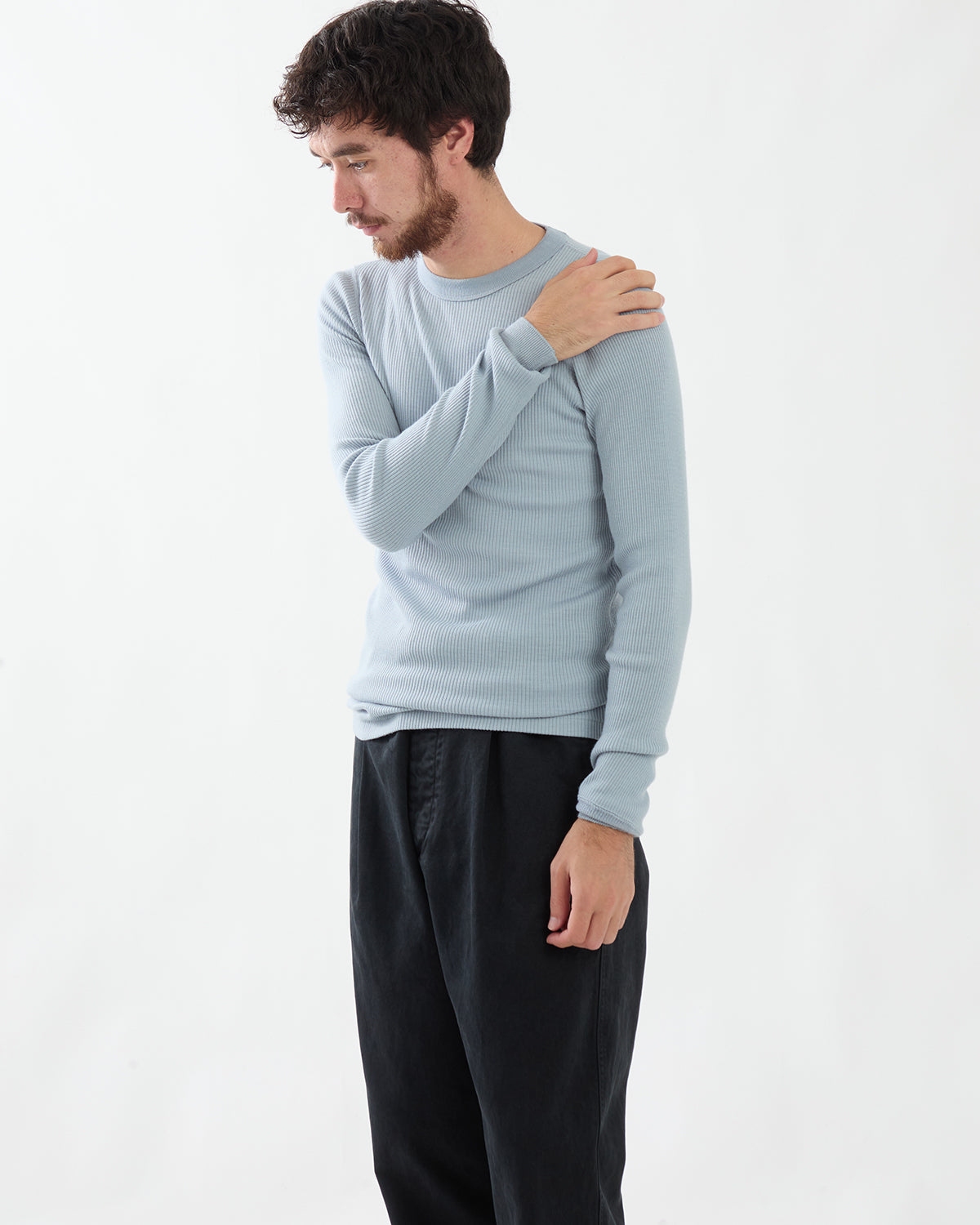 WOOL SILK SOFT RIB L/S TEE