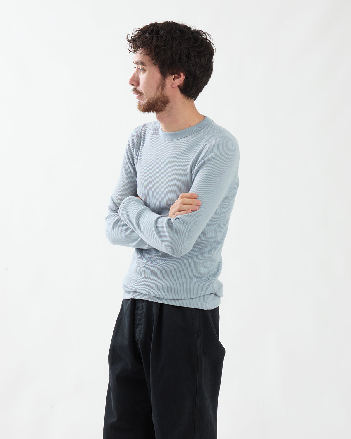 WOOL SILK SOFT RIB L/S TEE