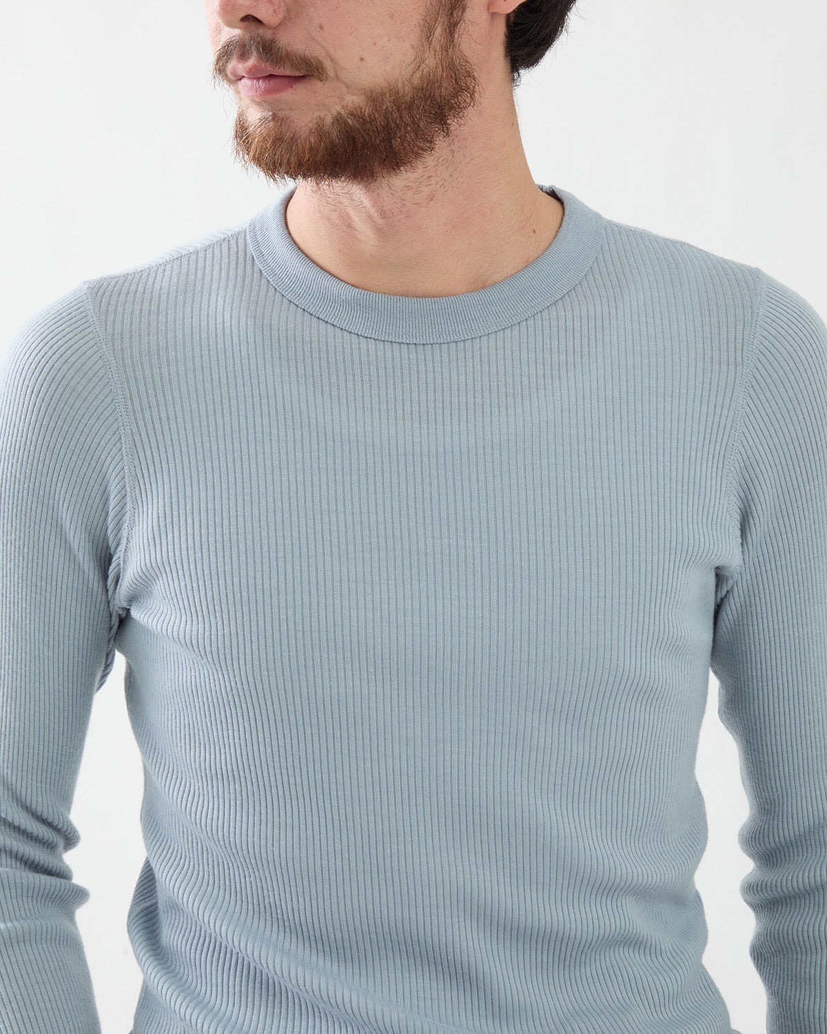 WOOL SILK SOFT RIB L/S TEE